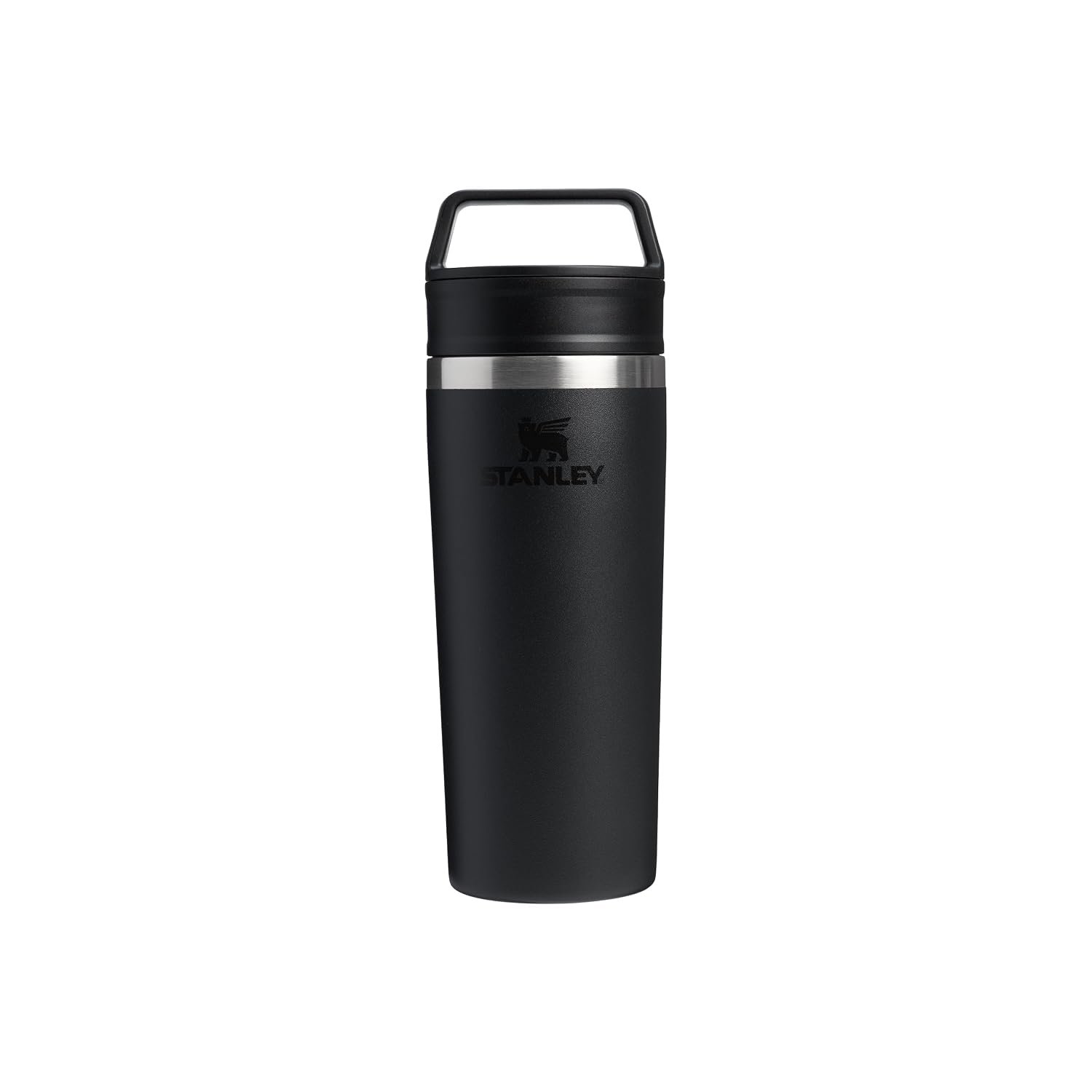 STANLEY 1913 Cafe to-Go Travel Mug 0.47L - Keeps 5 Hours Hot - 6 Hours Cold - Stainless Steel Thermal Mug - Dishwasher Safe - Easy-Carry Handle - Insulated Coffee Cup - Black 2.0