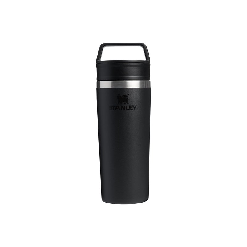 STANLEY 1913 Cafe to-Go Travel Mug 0.47L - Keeps 5 Hours Hot - 6 Hours Cold - Stainless Steel Thermal Mug - Dishwasher Safe - Easy-Carry Handle - Insulated Coffee Cup - Black 2.0