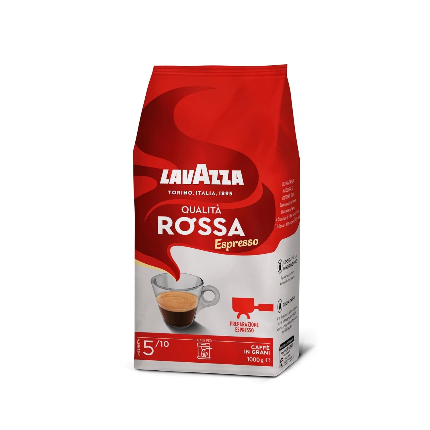 Lavazza Qualita Rossa Espresso Coffee Beans 1kg Pack of 6
