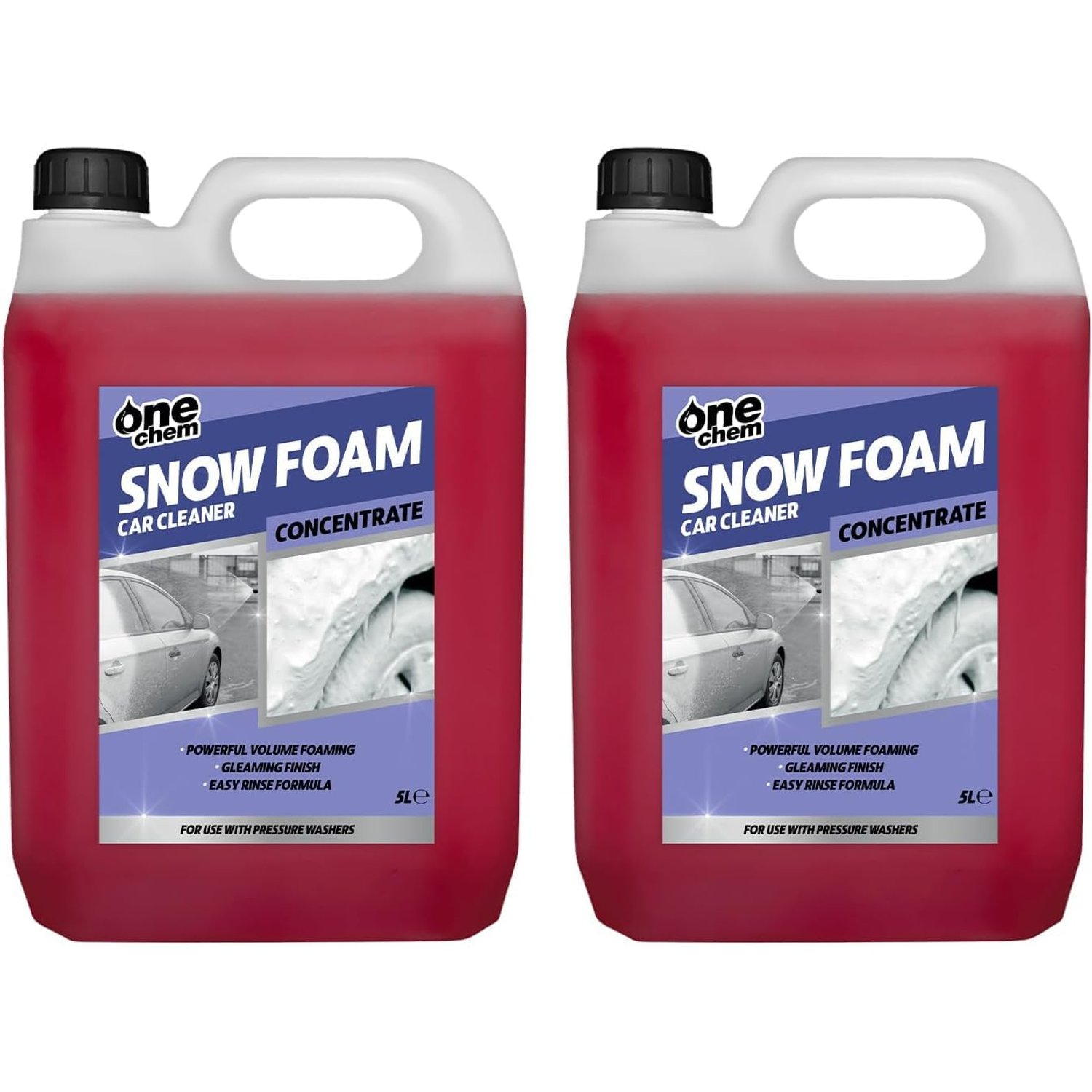 One Chem Pressure Washer Snow Foam Car Cleaner, 2 x 5L, High-Foaming Concentrate, Solvent-free, Cherry