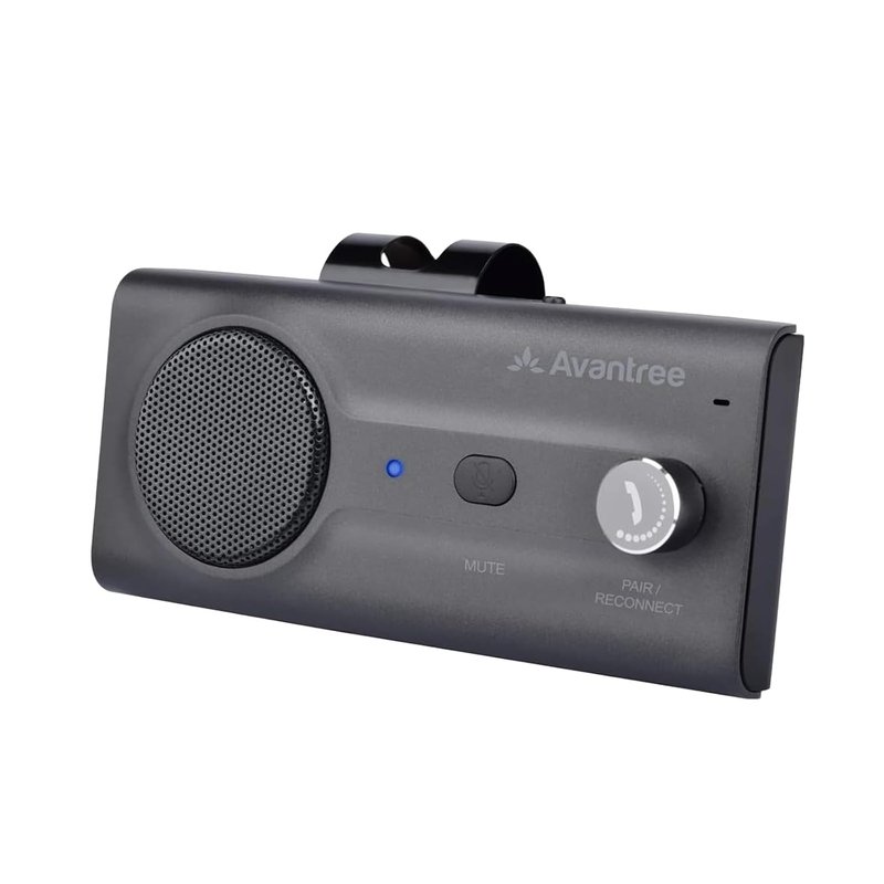 Avantree CK11 Hands Free Bluetooth 5.0 Car Kits, Quality Loud Speakerphone, Siri Assistant Support, Motion AUTO ON, Volume Knob, Wireless in Car Handsfree Speaker Kit with Visor Clip - Titanium