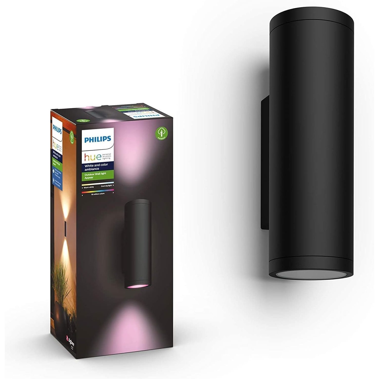 Philips Hue Appear Colour Smart LED Outdoor Wall Light, LED Outdoor Lighting for Patios and Gardens, Ambient Lighting Compatible with Alexa, Google Assistant and Apple Homekit