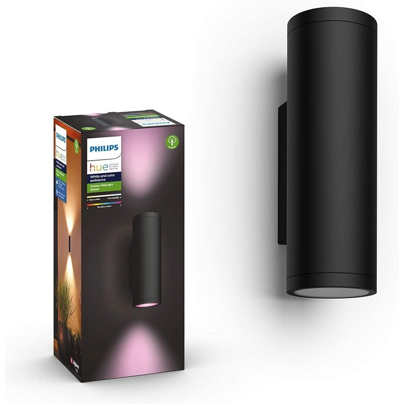Philips Hue Appear Colour Smart LED Outdoor Wall Light, LED Outdoor Lighting for Patios and Gardens, Ambient Lighting Compatible with Alexa, Google Assistant and Apple Homekit