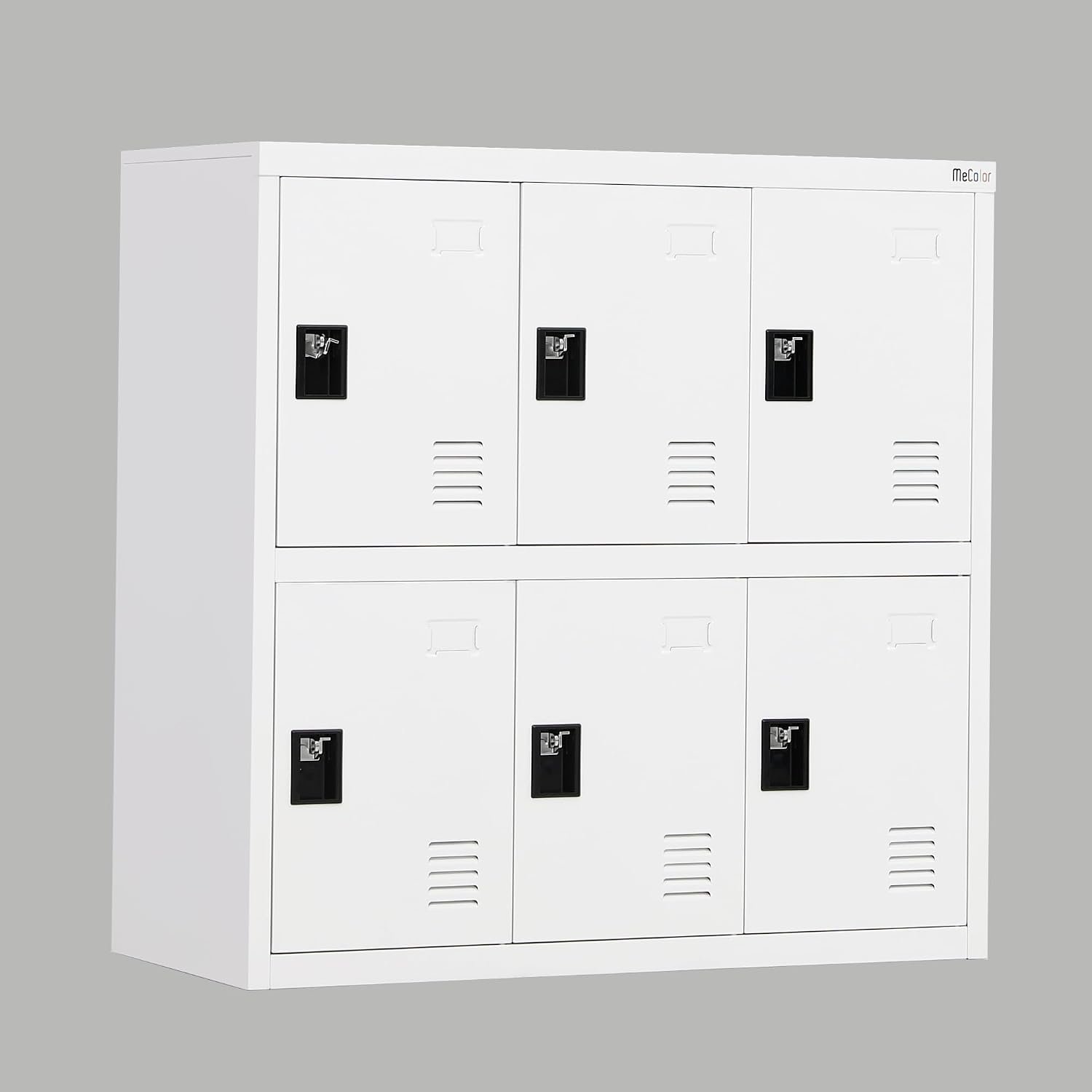 MECOLOR Metal Office Cabinet with 4, 6, 9 Doors - Small Locker - for Bedroom - Cube - for Living Room and School - Storage Organizer for Kids (Full White N6D)