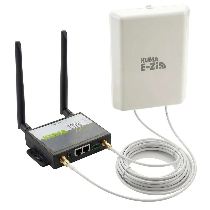 KUMA CONNECT E-Zi 4G Router with SIM Slot & Weatherproof Outdoor Antenna | Long-Range Directional Mobile Broadband WiFi Hotspot for Static Caravan, Home Office | Unlocked 150Mbps LTE 12vDC/240vAC