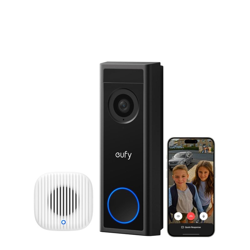 eufy Video Doorbell Camera Wireless C30 with Chime 2, Live Video Calls, 2K FHD, 10 Bell Sounds, Bluetooth Auto-Pairing, Battery Powered, Easy Installation, HomeBase S380 Compatible, No Monthly Fee