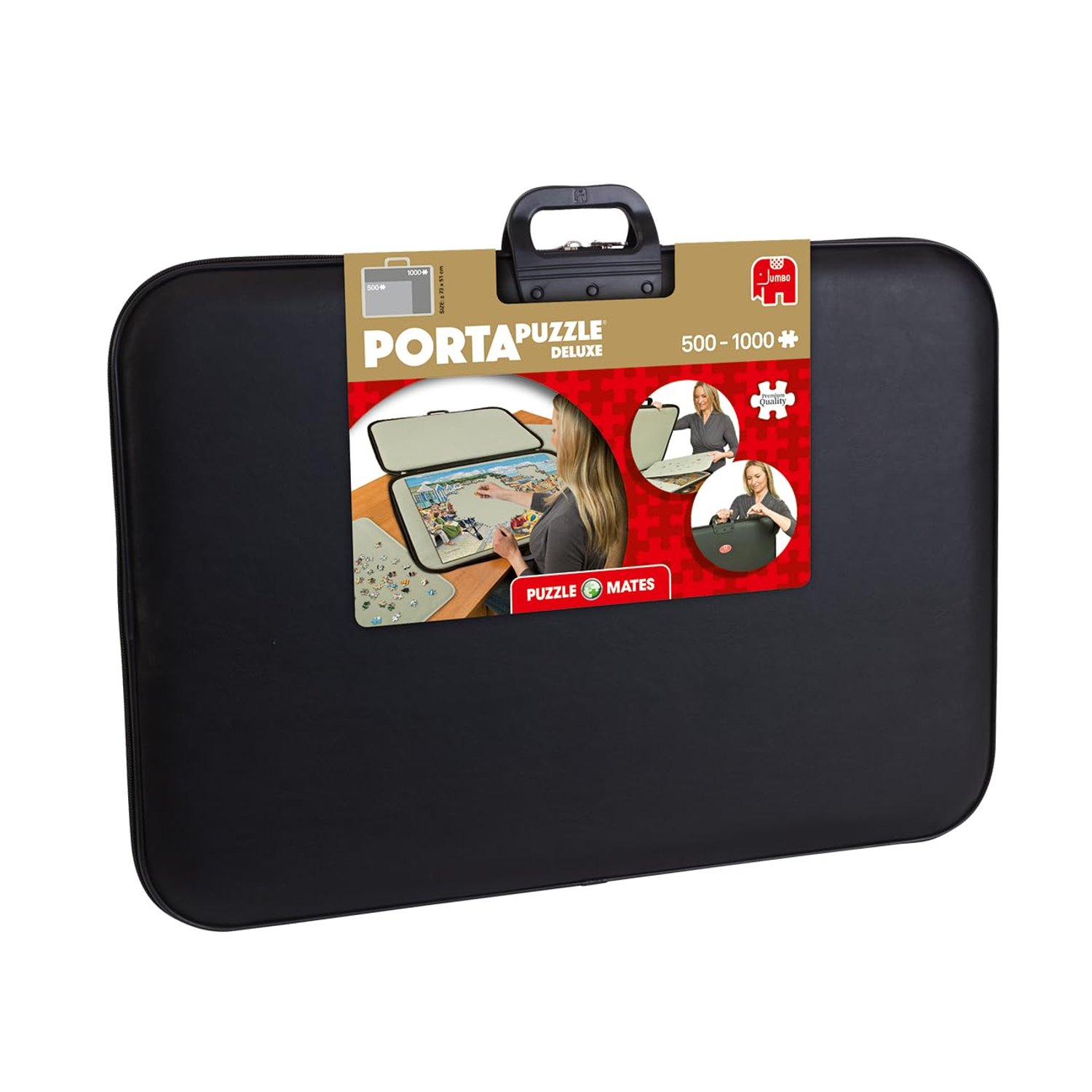 PORTA PUZZLE Deluxe - Non-Slip Felt, Portable Jigsaw Puzzle Board for 500 to 1000 Pieces - Lightweight, Easy to Store Puzzle Mat, Sorter & Organiser with Carry Handle - Jigsaw - 83x62x24cm - Jumbo