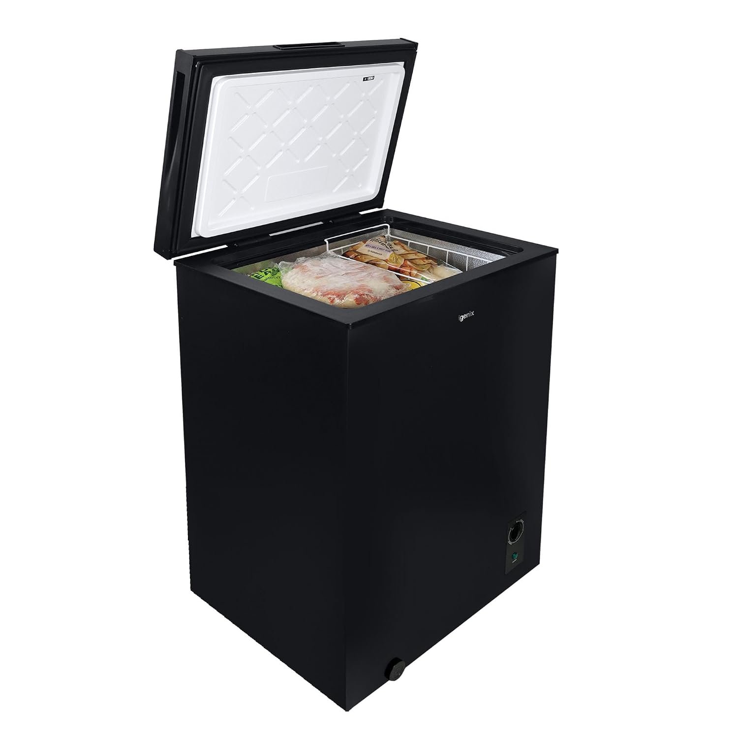 Igenix IG100B Freestanding Chest Freezer, 99 Litre Capacity with Freezer Basket, Suitable for Outbuildings and Garages, Black