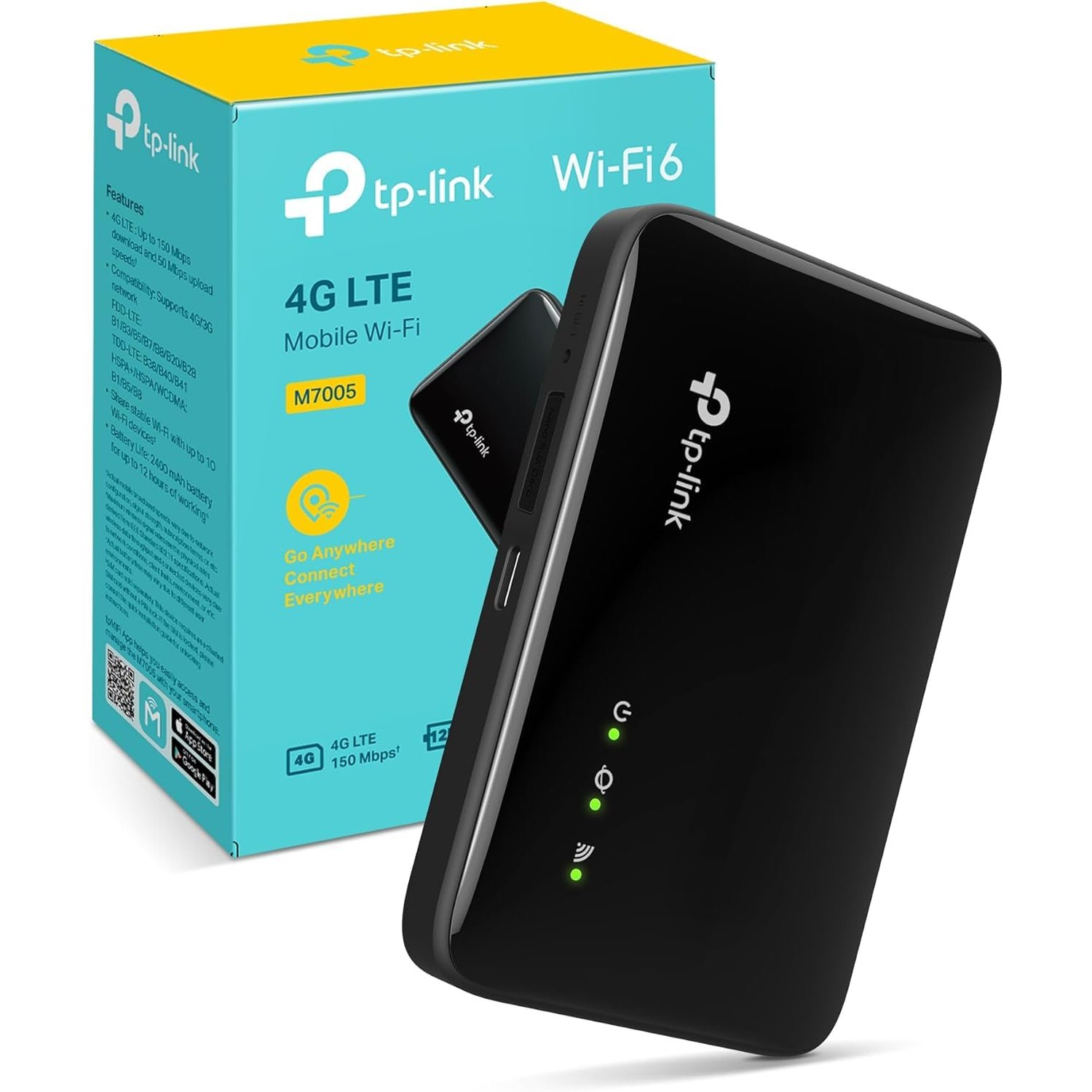 TP-Link M7005 4G MiFi Router, WiFi Dongle, Portable WiFi with SIM Slot,Dual Band Mobile WiFi 6 Router,Plug and Play MIFI,Long Battery Life,Portable Hotspot,For Caravan,APP Control,Compact Design