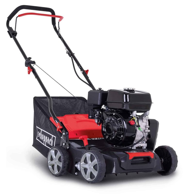 Scheppach SC55P Petrol Scarifier | 40 cm Working Width | 5.4 HP 4 kW 212cc Engine | 6-Step Height Adjustment | 40L Collection Bag | For Lawns & Gardens up to 1400m²