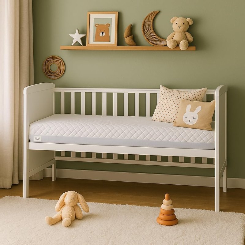 MHG Textiles Baby Cot Bed Mattress 140x70x15cm - Hypoallergenic, Waterproof & Breathable - Firm Spine Support, Removable Washable Cover | Newborn & Toddler Safe - Fits Standard Cot Bed Size
