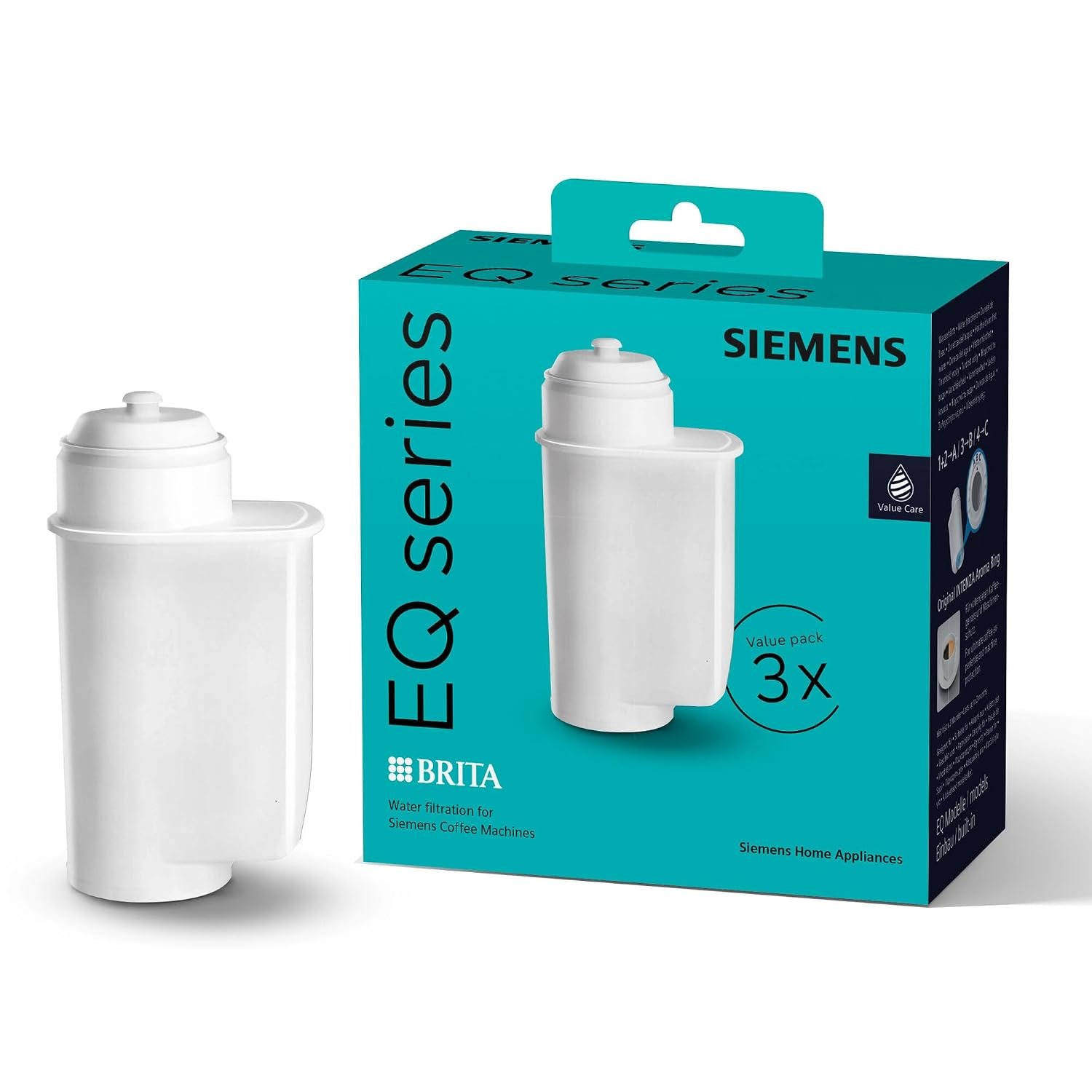 Brita Intenza Water Filter TZ70033A with Aroma Ring, Limescale Protection for Enhanced Coffee Flavour, Compatible with All Siemens Fully Automatic Espresso Machines, Pack of 3