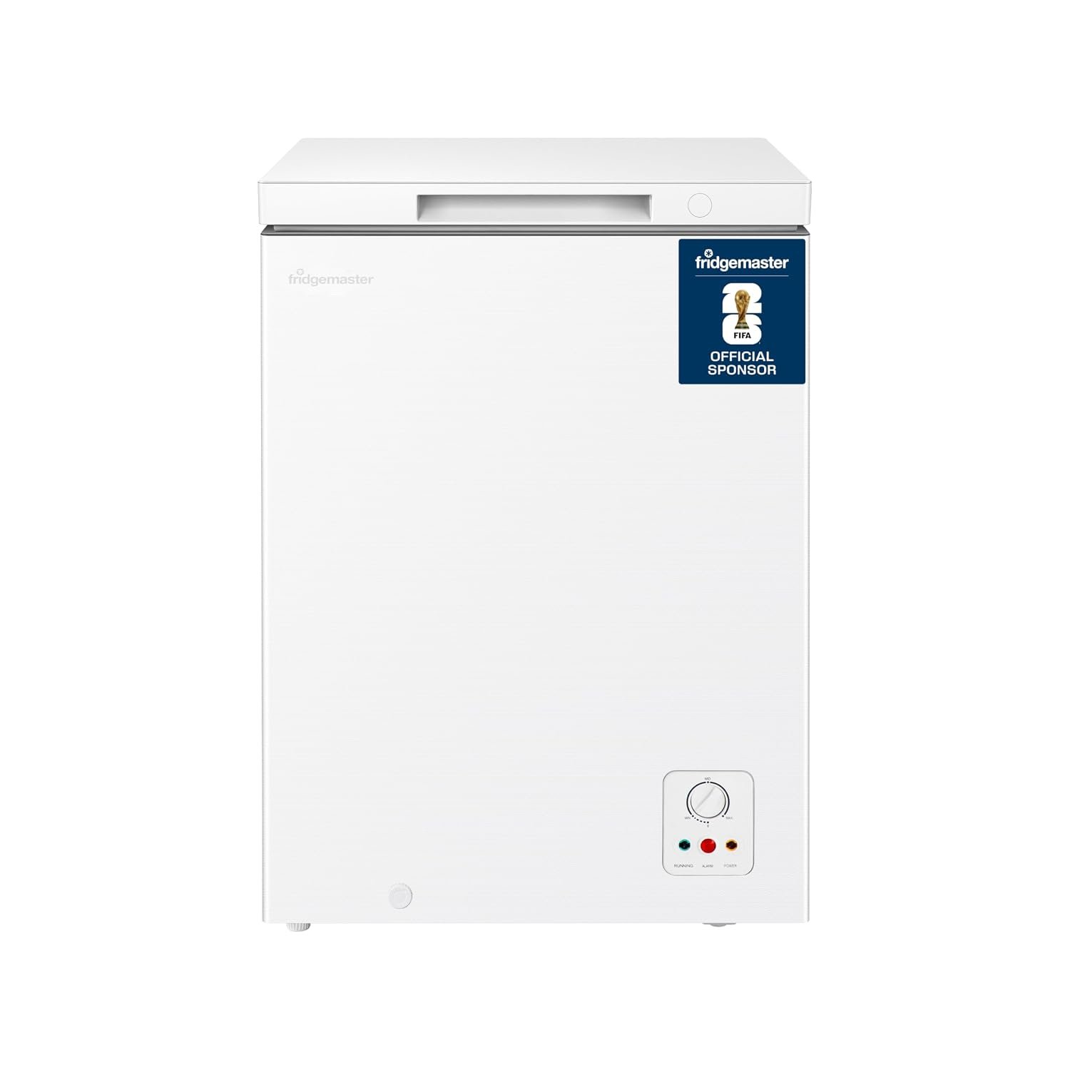 Fridgemaster White Chest Freezer, 97L Capacity, MCF100E, Freestanding, Mechanical Control, Winter Guard (-15°C), Low Noise 38dB, Basket Storage 858 (H) x 578 (W) x 444 (D) mm