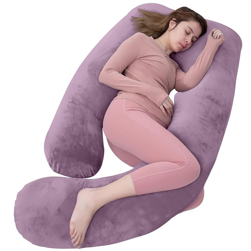 AS AWESLING Pregnancy Pillow, Nursing, Support and U Shaped Full Body Pillow for Pregnant Women with Removable Cover (PURPLE)