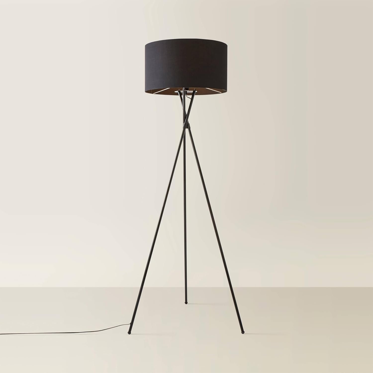 MiniSun | Modern Gloss Black Metal Tripod Floor Lamp with a Black Shade | Floor Lamps & Torchieres, Home Décor, Improvement & Lifestyle Essential
