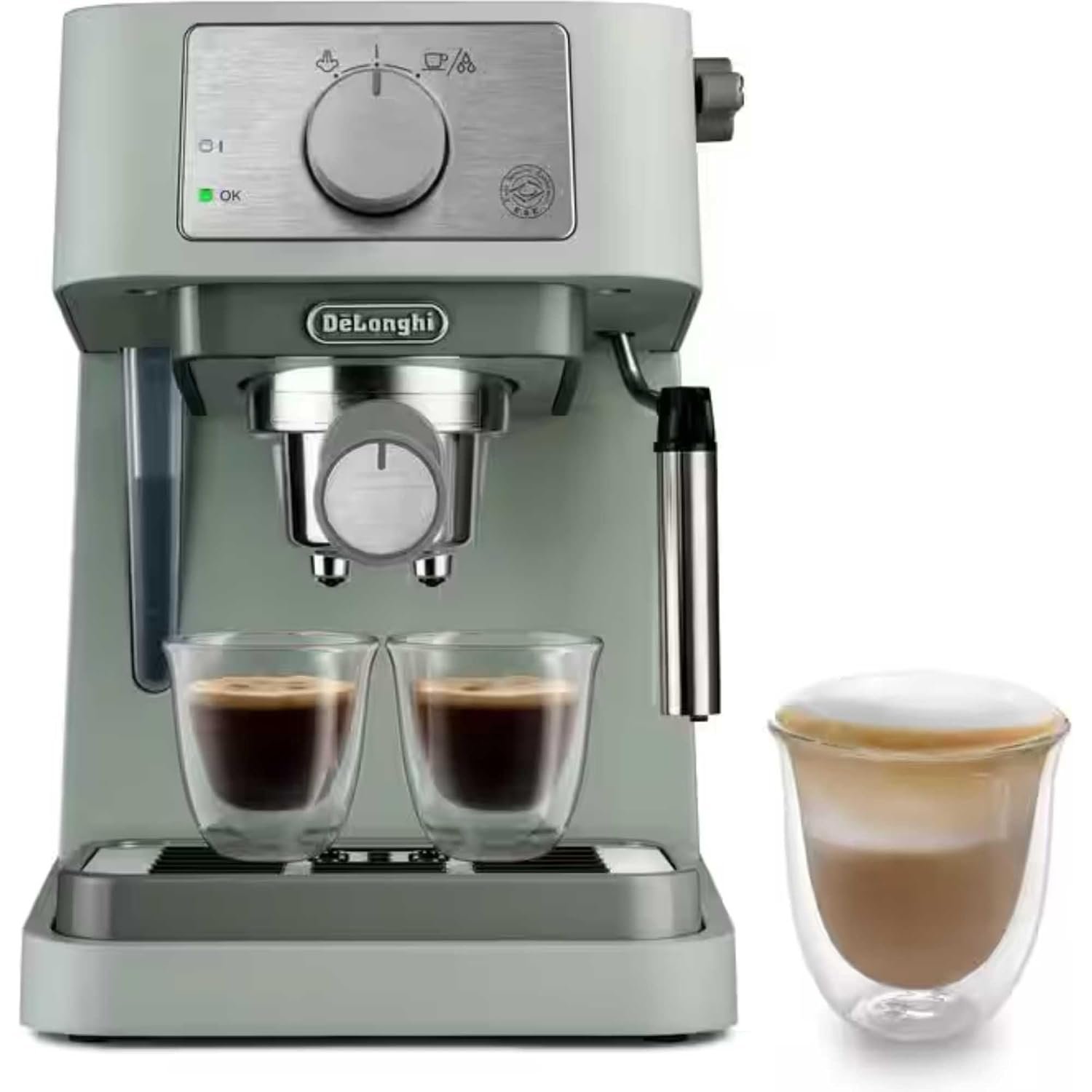 De'Longhi Manual Coffee Machine Stilosa EC260.GR, 15 Bar Pressure, Cappuccino System, Automatic Switch-Off, Compatible with ESE pods, 2 Level Tray, Capacity 1L, Green