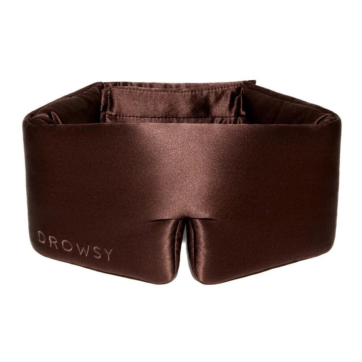DROWSY Silk Sleep Mask - Face-Hugging, Padded Cocoon for Luxury Sleep in Total Darkness - 100% Pure Mulberry Silk (Cocoa Glow)