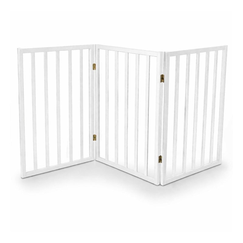 Oypla White Dog Safety Folding Wooden Pet Gate Portable Indoor Barrier