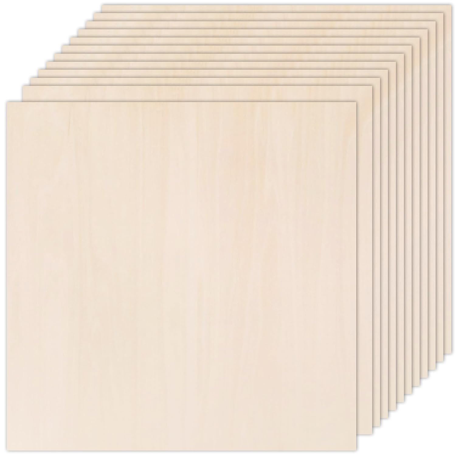 12Pcs Plywood Sheets, 300 x 300 x 3mm Unfinished Basswood Sheets Board for Woodcraft Model, Crafts, Painting, Engraving, Stenciling, Home Decor (H001)