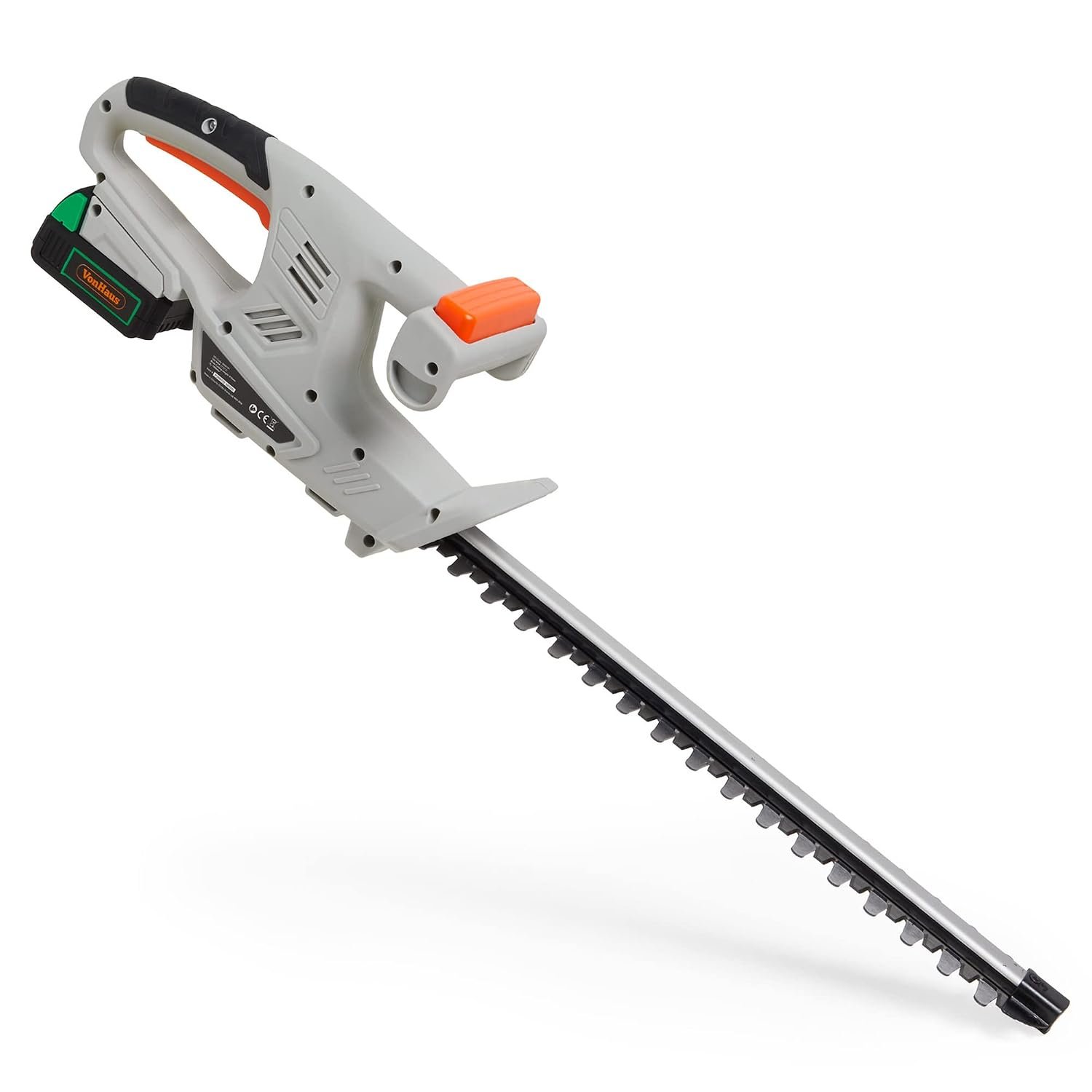 VonHaus Hedge Trimmer Cordless – Cutter for Hedges, Bushes, Branches, Shrubs – 12V Battery, 45cm Blade, Charger, Dual Action Blades, Blade Cover, Lightweight, Soft Grip Handle