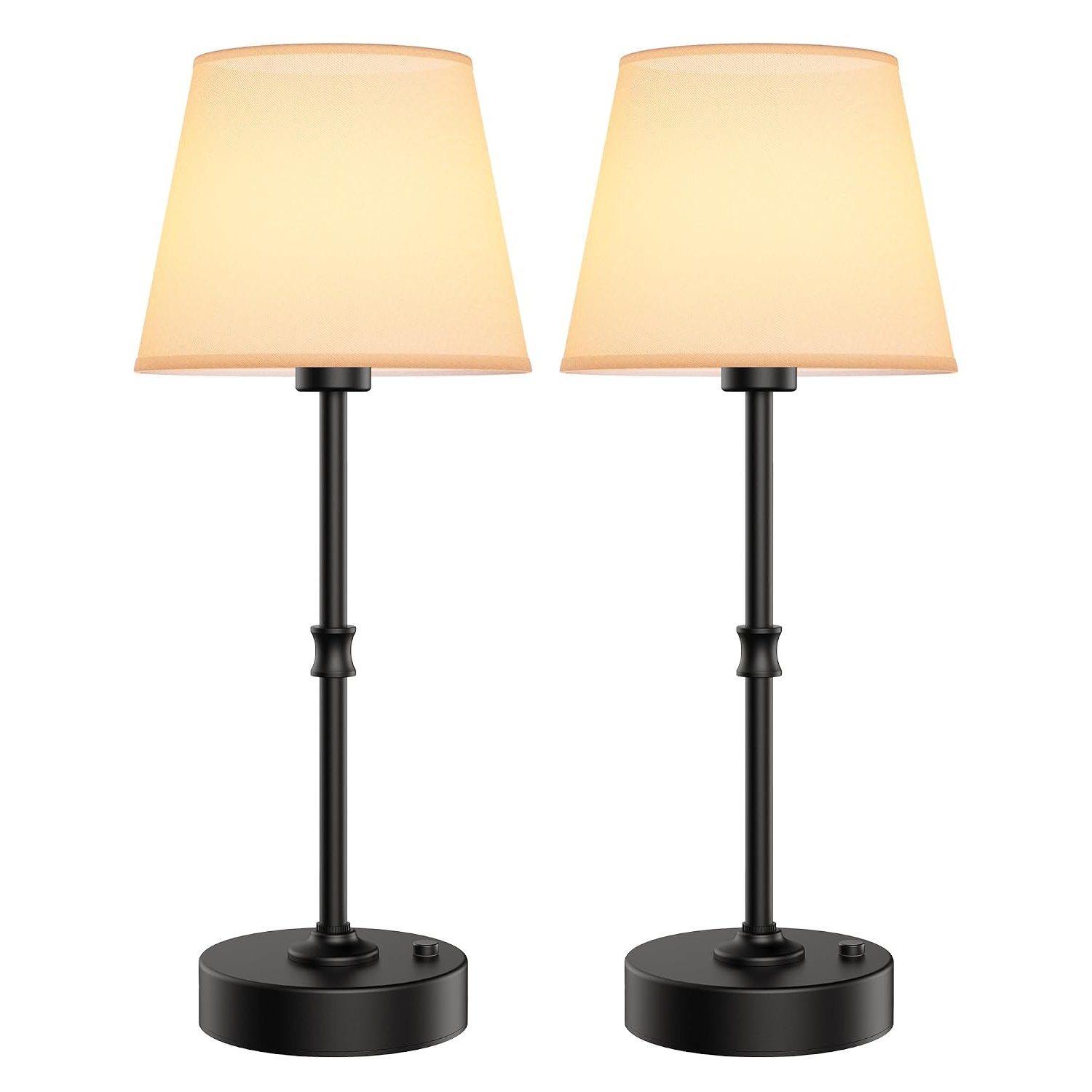 EppieBasic Rechargeable Table Lamp Cordless: Fast Charging & Long Lasting - 2700K Warm Light Vintage Black Lamps for Women Housewife - Living Room Dining Bedroom - 2 Pack