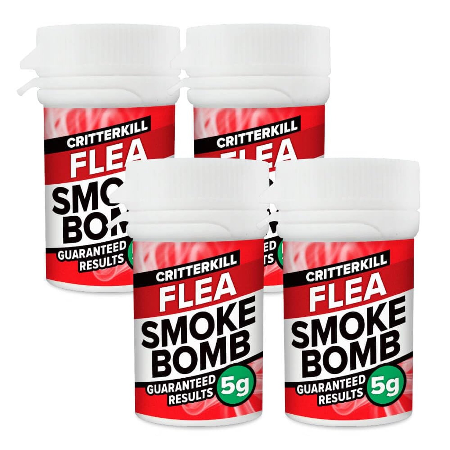 CritterKill 5g Professional Flea Killer Smoke Bomb Fogger Four Pack - Targets Fleas in Carpets, Pet Bedding and More - Treats 160m3