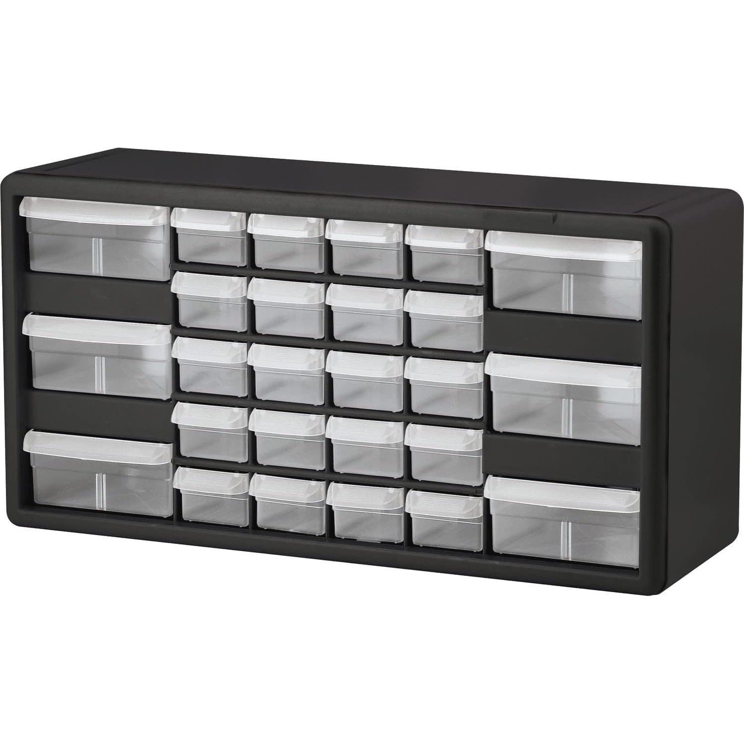 Akro-Mils 10126 26-Drawer Plastic Drawer Storage Cabinet for Garage Organization, Teacher Toolbox, Makeup Organizer, and More, 50.8 cm W x 16 cm D x 26 cm H, Black