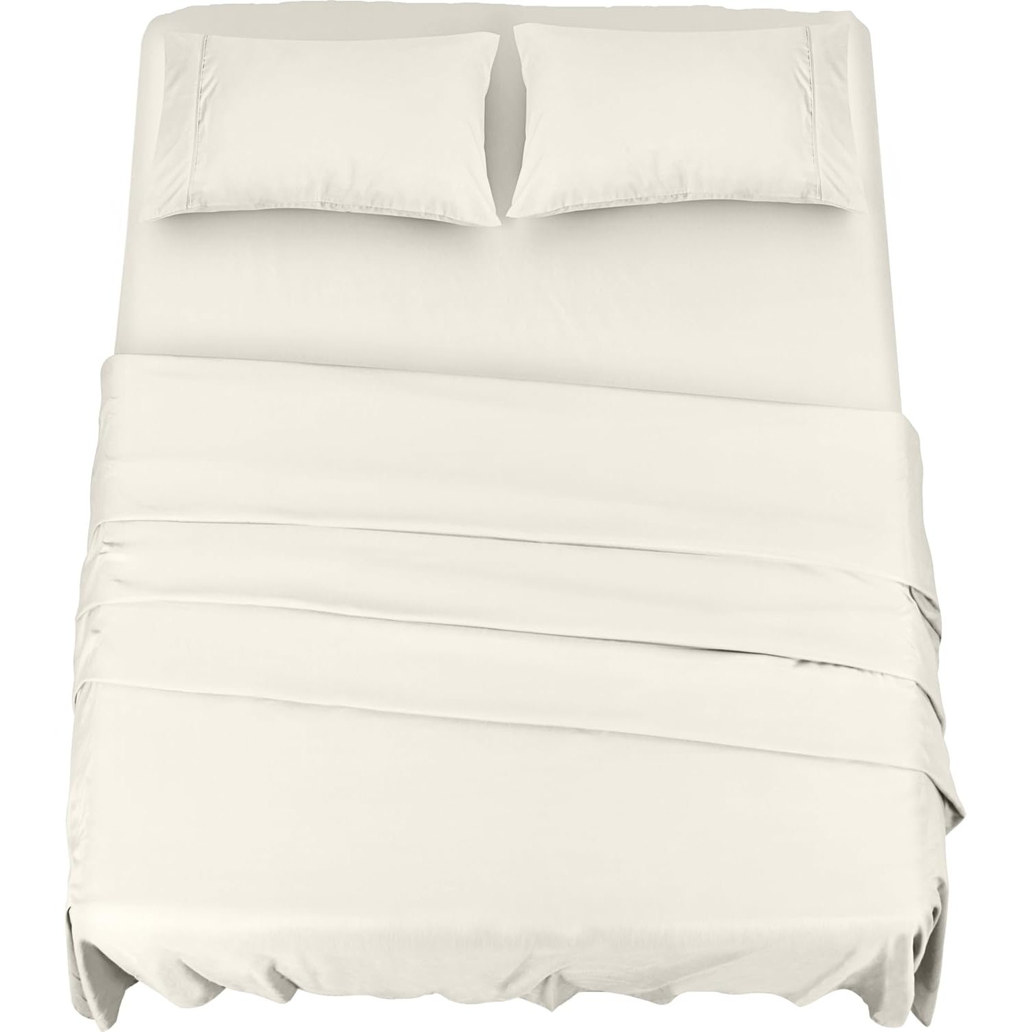 Utopia Bedding 4 Piece Bedsheet Set (For Bed Sheet 180x200cm, Ivory) - Polyester Microfiber Fabric - 1 Fitted Sheet & Flat Sheet with 2 Pillowcases 50x75cm