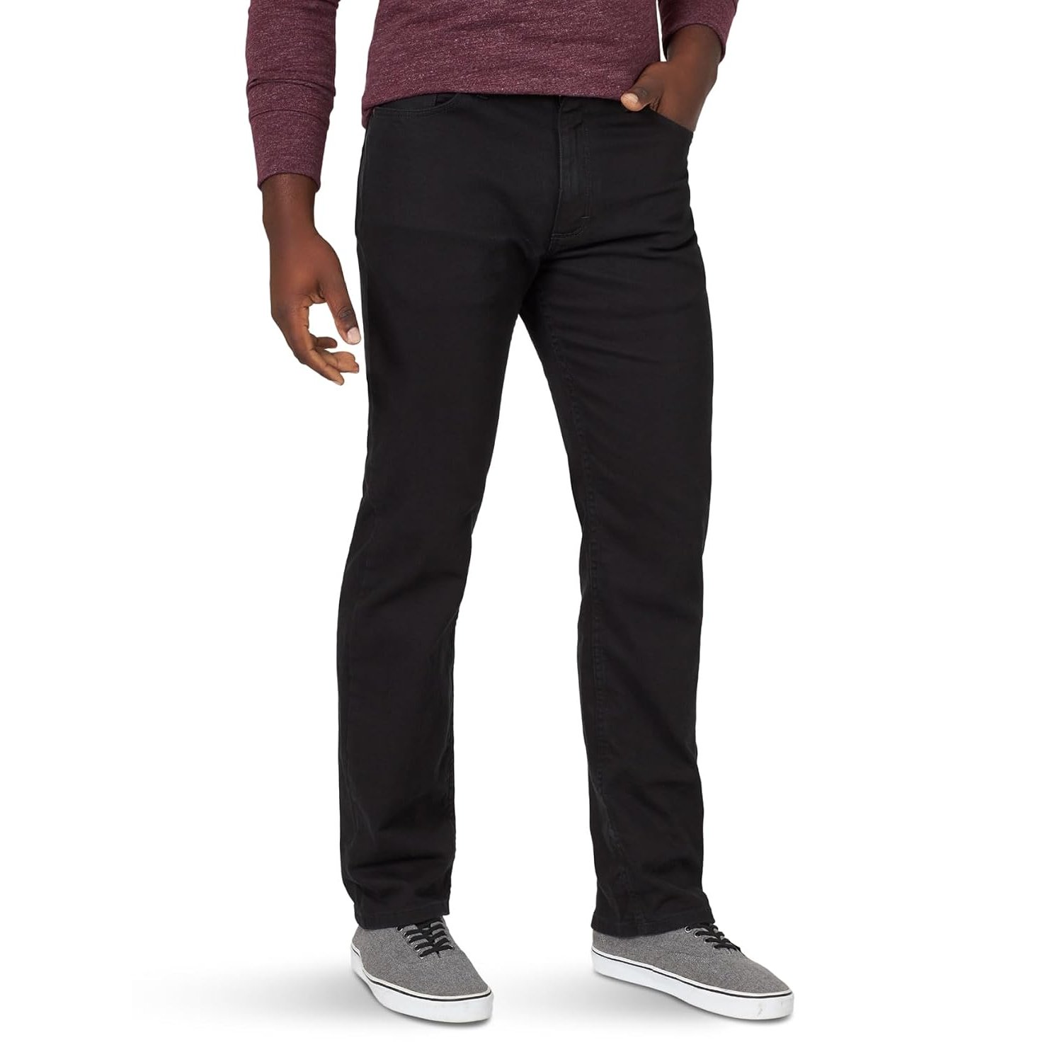 Wrangler Authentics Men's Classic 5-Pocket Regular Fit Jean, Black Flex, 32W / 30L