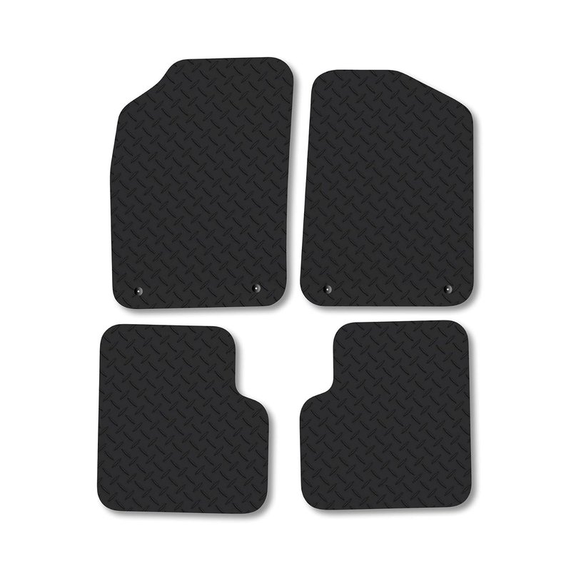 Fiat 500 (2013+) Heavy Duty Thick Rubber Car Mats Accessories Tailored Fit Front Rear Set Compatible Accessory Waterproof Durable Non-Slip 5mm Full Coverage Protection with Clips
