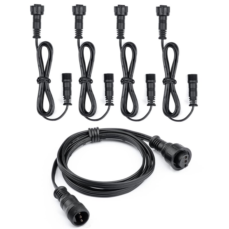 HIBOITEC 3 pin 1m IP67 Waterproof Extension Cable 5 Pack, for Outdoor led decking Lights (ONLY for HIBOITEC Led Decking Lights with Remote Control & RGB Leds Decking Lighting