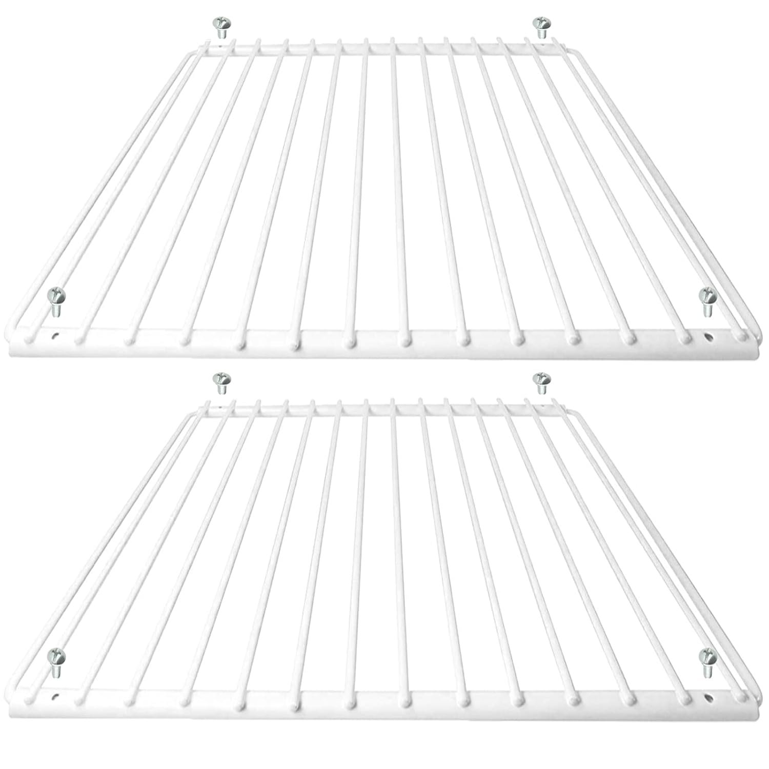 SPARES2GO Universal Adjustable Extendable Fridge Shelf Refrigerator Freezer Shelves (Pack of 2, White Plastic Coated)