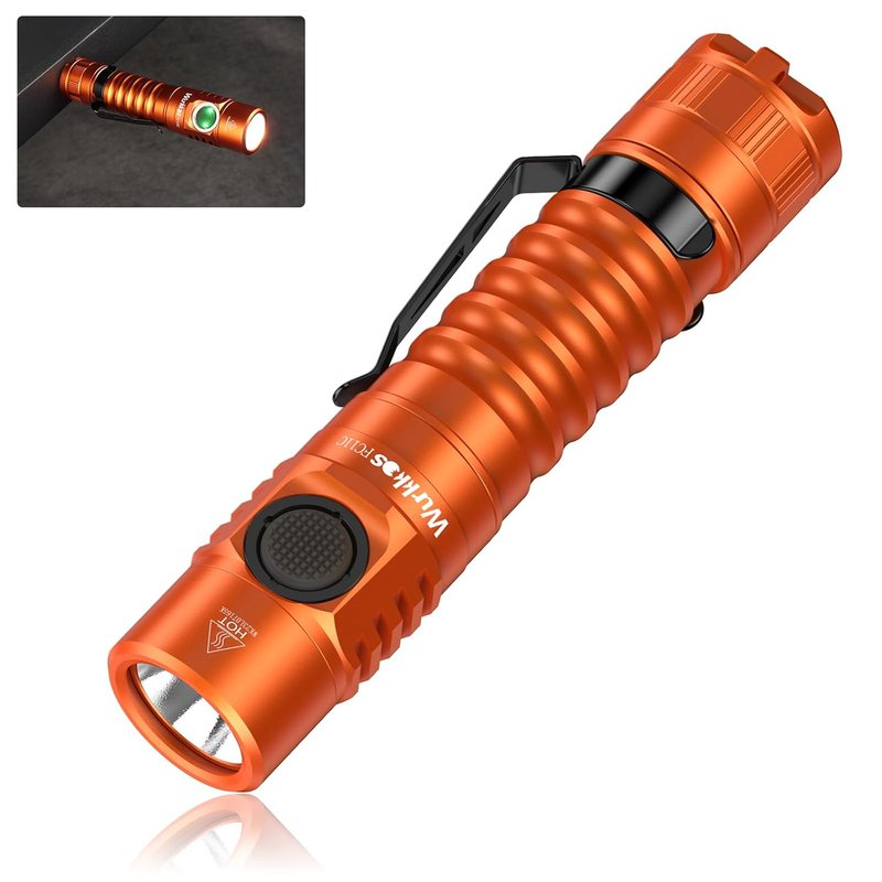 Wurkkos Mini FC11C Orange 4000K LED Flashlight, 1300 Lumens Torch USB C Rechargeable with 90 CRI, Continuous Brightness Adjustment, Magnet on Lamp Base, Memory Function