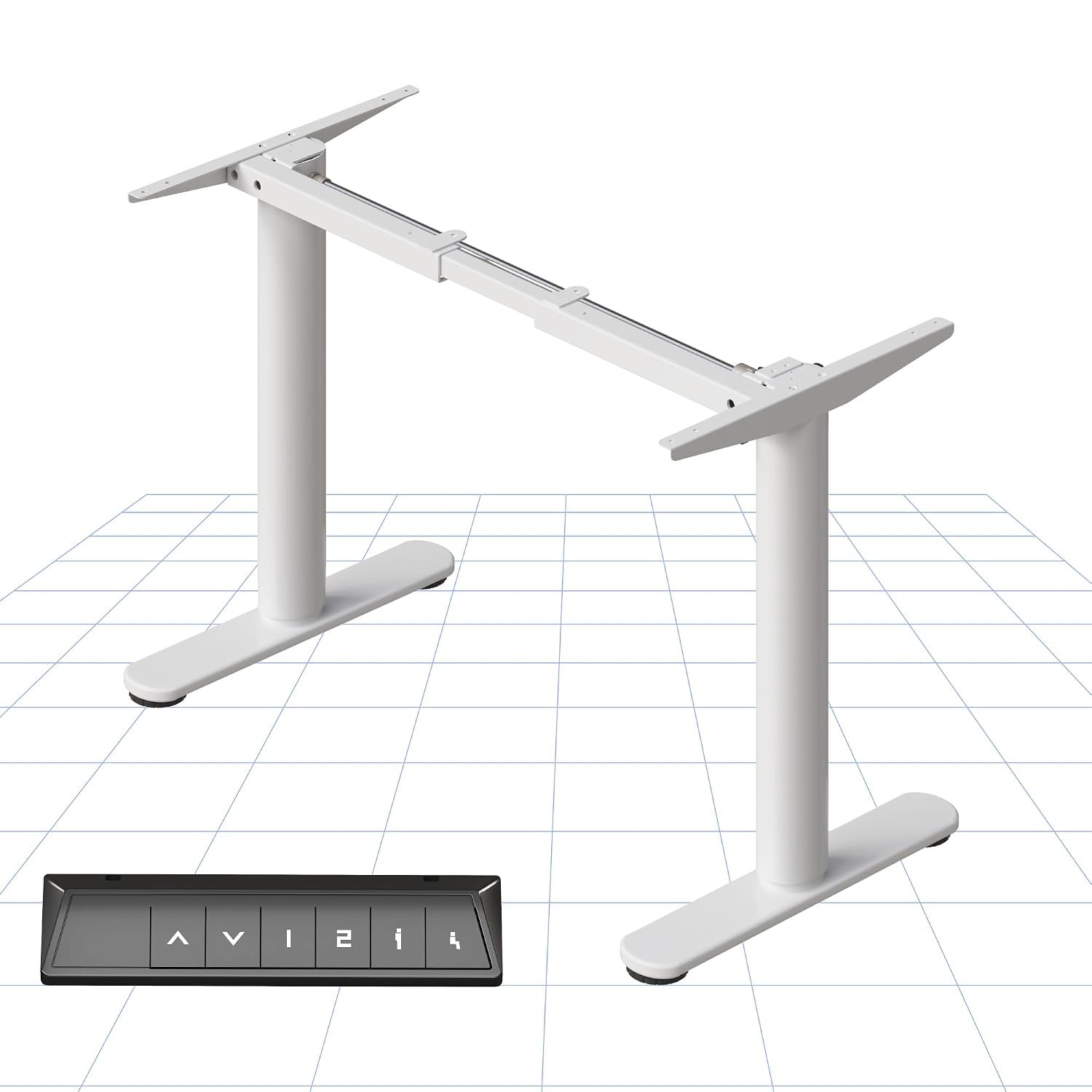 FLEXISPOT CylineX Electric Standing Desk Frame with Round Legs, Height Adjustable Sit-Stand with Memory Control Panel and Anti-Collision System, Black