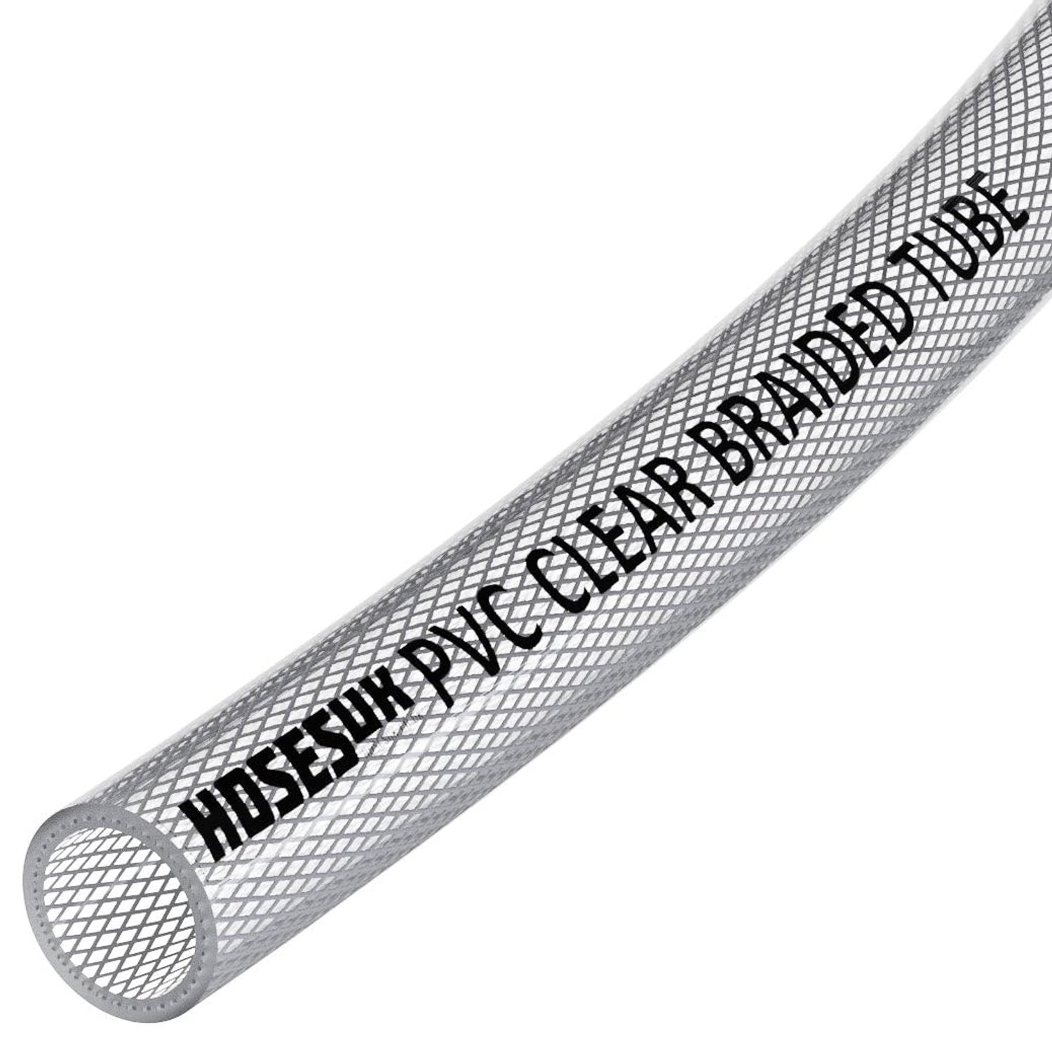 10mm (3/8") ID PVC Clear Reinforced Braided Air, Water, Oil, Gas, Food Flexible Plastic Hose Tube 100 Metres