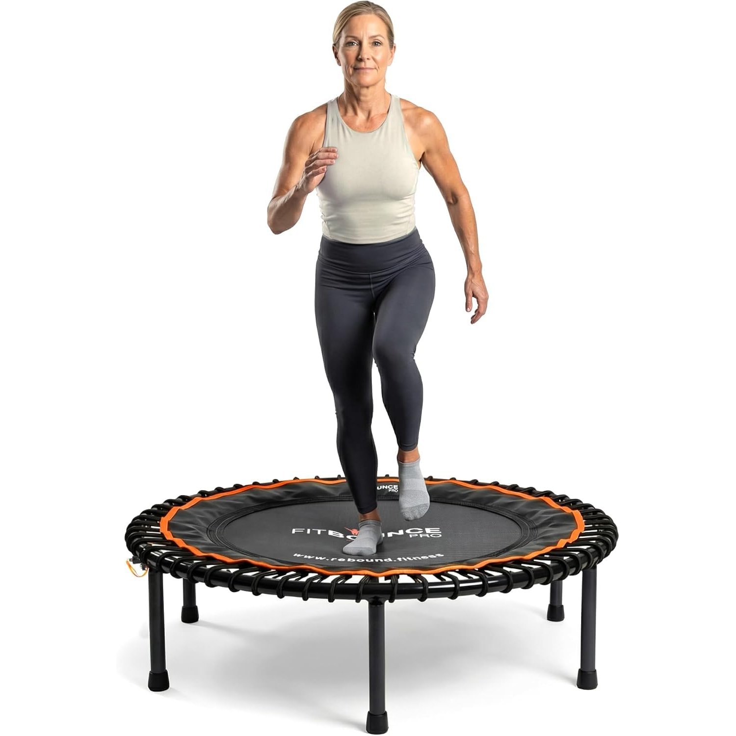 FIT BOUNCE PRO II Bungee Rebounder Mini Trampoline | Already Assembled | Half Folding, Silent & Beautifully Designed for Adults | Includes Storage Bag | Free Online Workouts