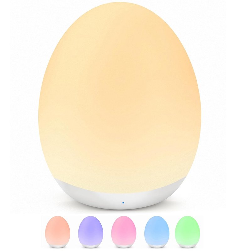 MediAcous Night Light for Kids, Baby Egg Light for Nursery, 7 Colors Changing & Stepless Dimming, Rechargeable Night Lights with a 1-Hour Timer & Touch Control, Soft Silicone