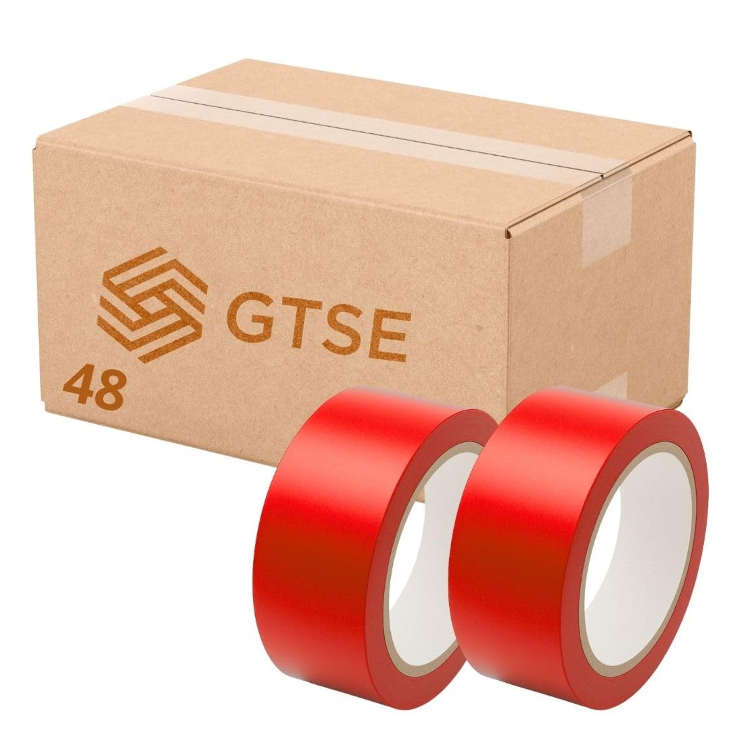 GTSE 50mm x 33m, Red, PVC Vinyl Floor Tape, 48 Rolls, Safety Marking Tape, 0.15mm Thick, Suitable for Dance Floors, Gyms, Warehouse, Sports Industry