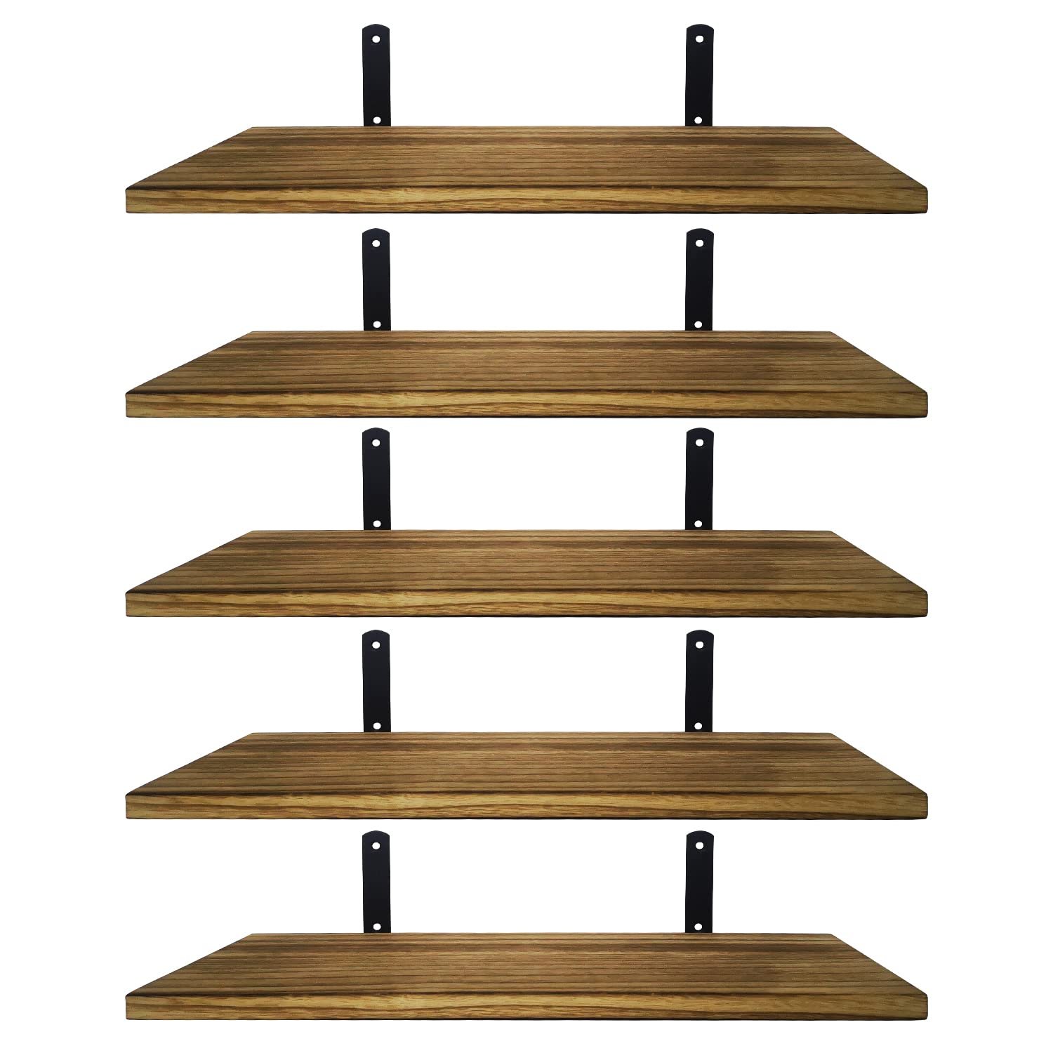 Mardili Shelves Wood Wall Mounted Shelf, Rustic Shelves Set of 5(Light brown)