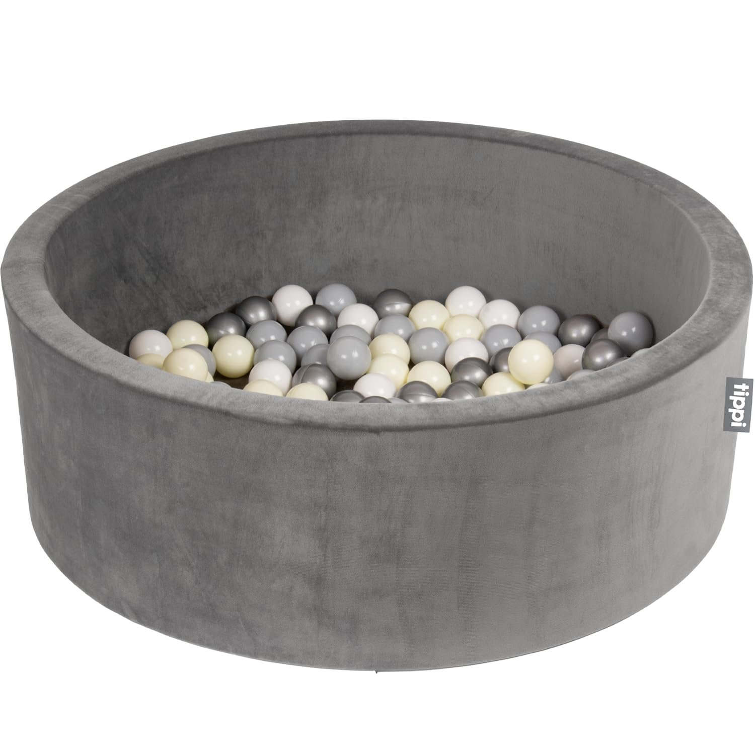 Tippi Baby Ball Pit With Balls Included - Luxury Soft Velvet Ball Pool With 100 Play Balls - Foam Ball Pit For Baby - Size 90 x 30 cm