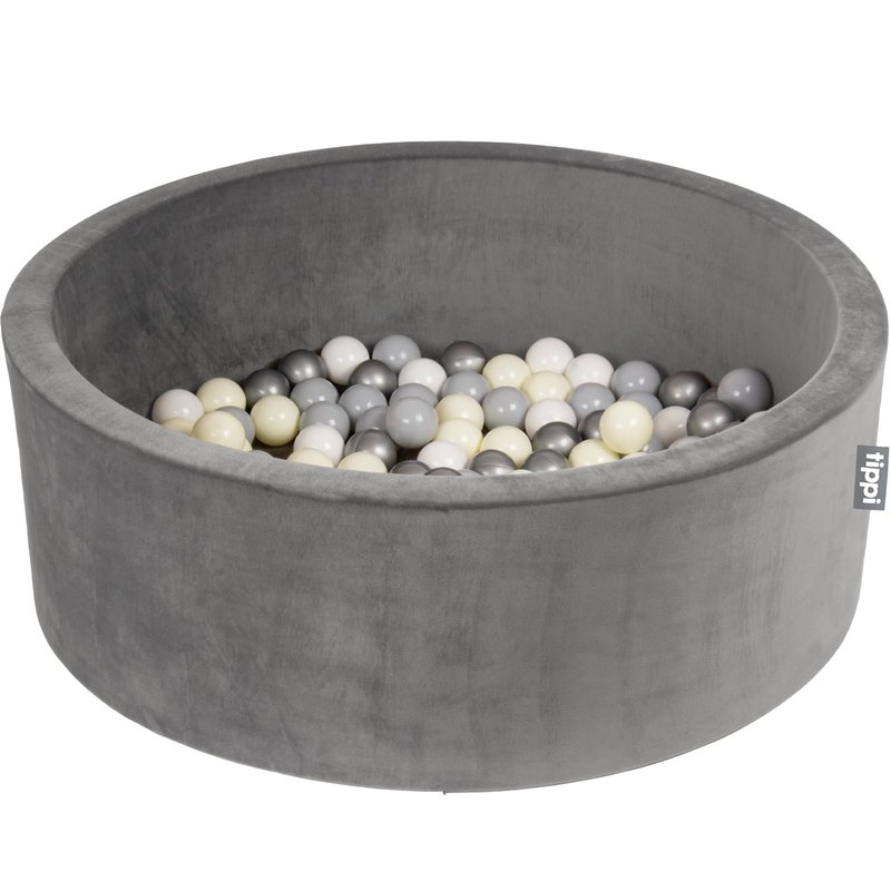Tippi Baby Ball Pit With Balls Included - Luxury Soft Velvet Ball Pool With 100 Play Balls - Foam Ball Pit For Baby - Size 90 x 30 cm