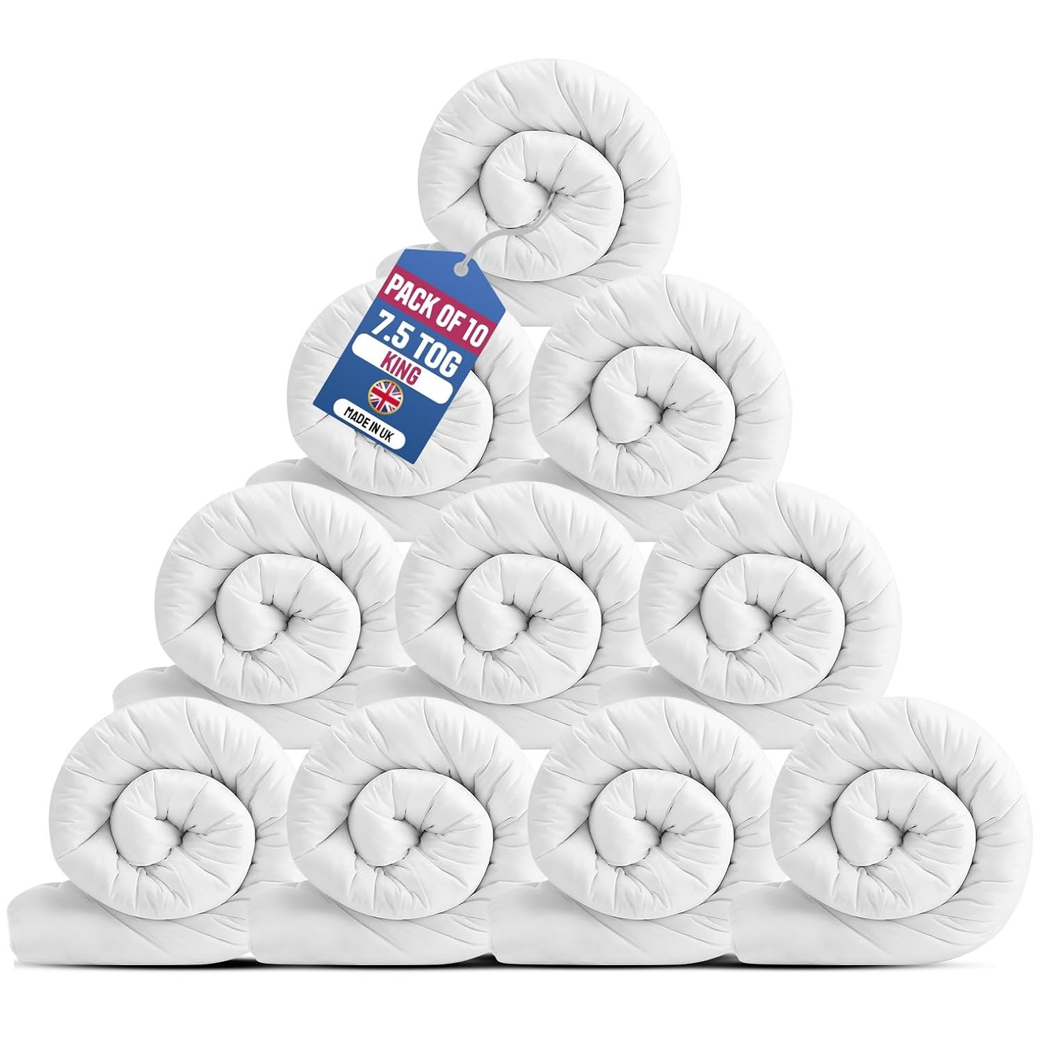 Hafaa King Size Duvet 7.5 Tog (10 Pack) Anti Allergy Summer Duvet King Size Hollowfibre Filling Quilts UK Made