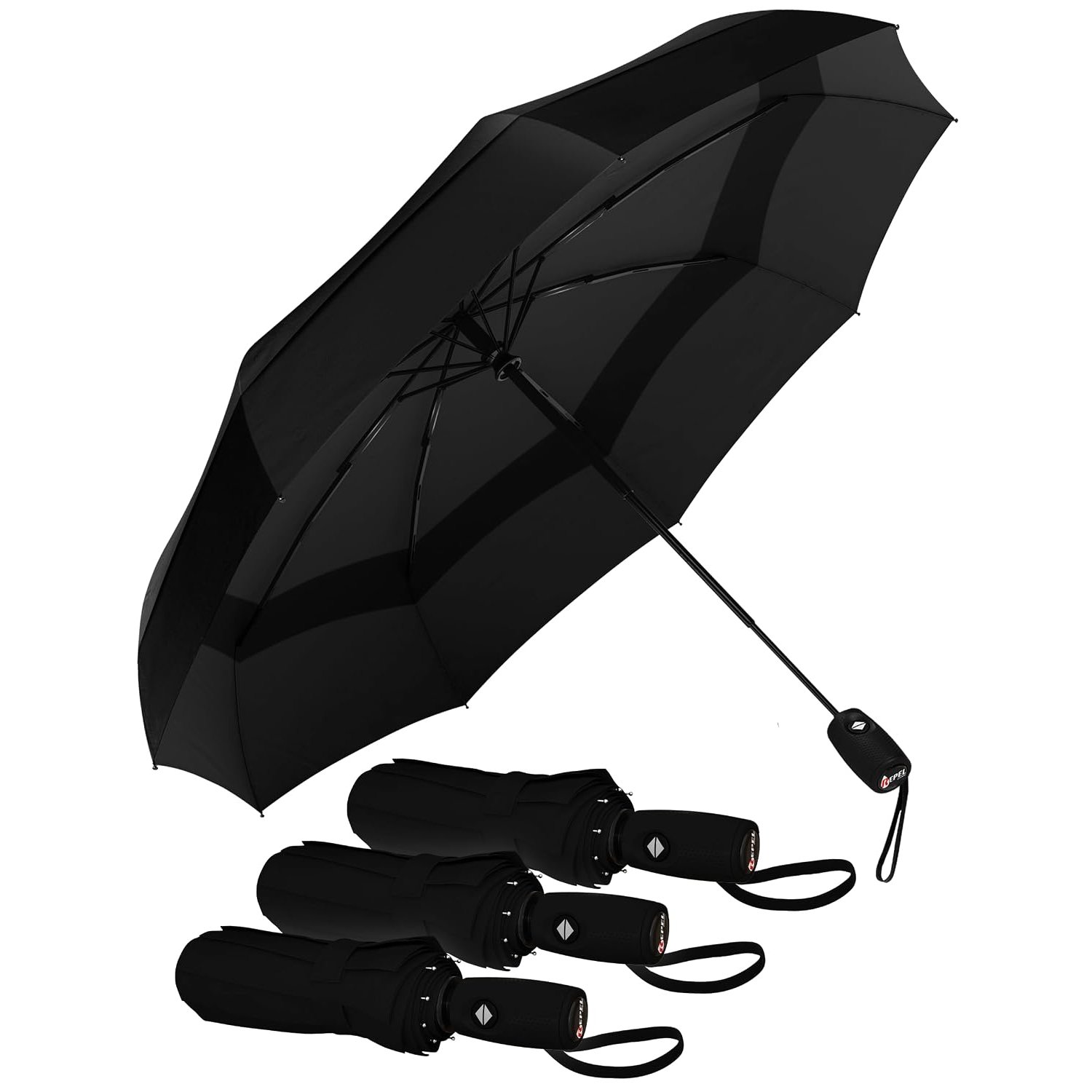Repel Windproof Travel Umbrella - Compact & Withstands Winds up to 100MPH, Strongest Premium Auto Folding Umbrella for Rain and Sun - Durable, Light & Portable for Women & Men, Fits Backpack & Cars