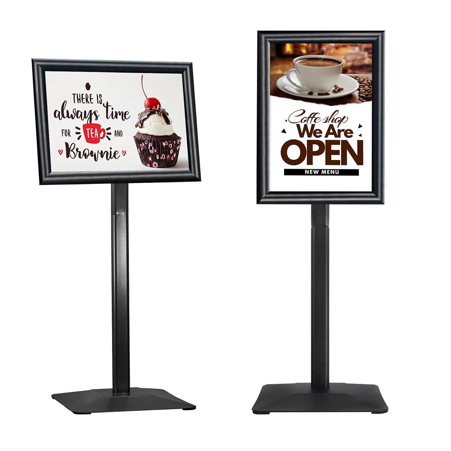 STANDNEE A4 Display Stand Heavy-duty Sign Stand Holder Floor Stand Sign, Poster Display Stand Aluminum Standing Signs with PVC Sheet & Heavy-duty pedestal, Black