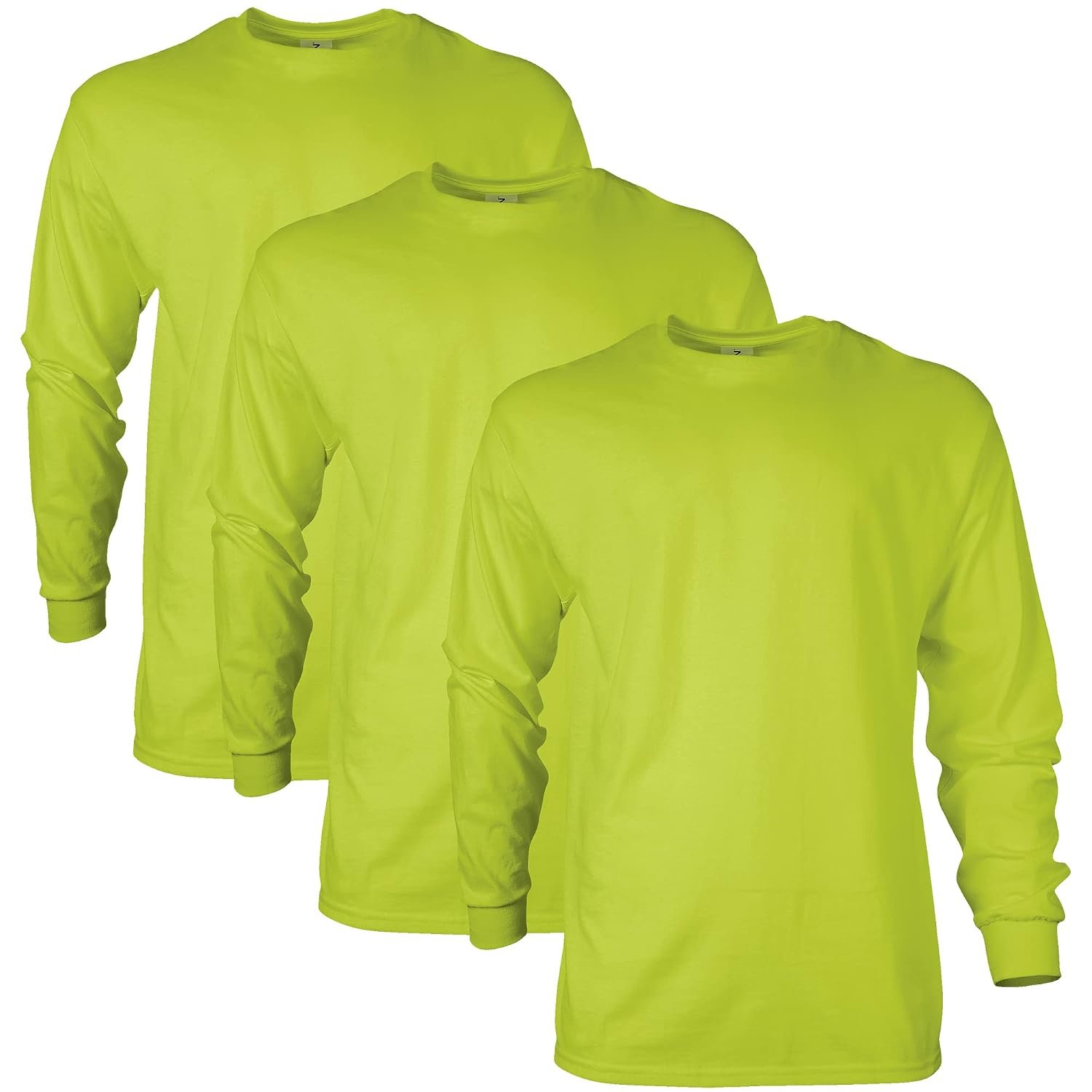 Gildan Men's Ultra Cotton Long Sleeve T-Shirt, Style G2400, Multipack, Safety Green (3-Pack), 3XL (Pack of 3)