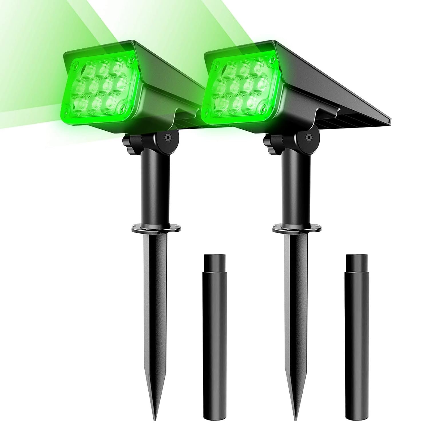 NATPOW Led Solar Spotlights, Outdoor Graden Lights, IP65 Waterproof Solar Powered Security Light Landscape Light, Auto on/Off,In-ground/Wall Light for Garden,Patio,Driveway,Pond,Deck.(Green)