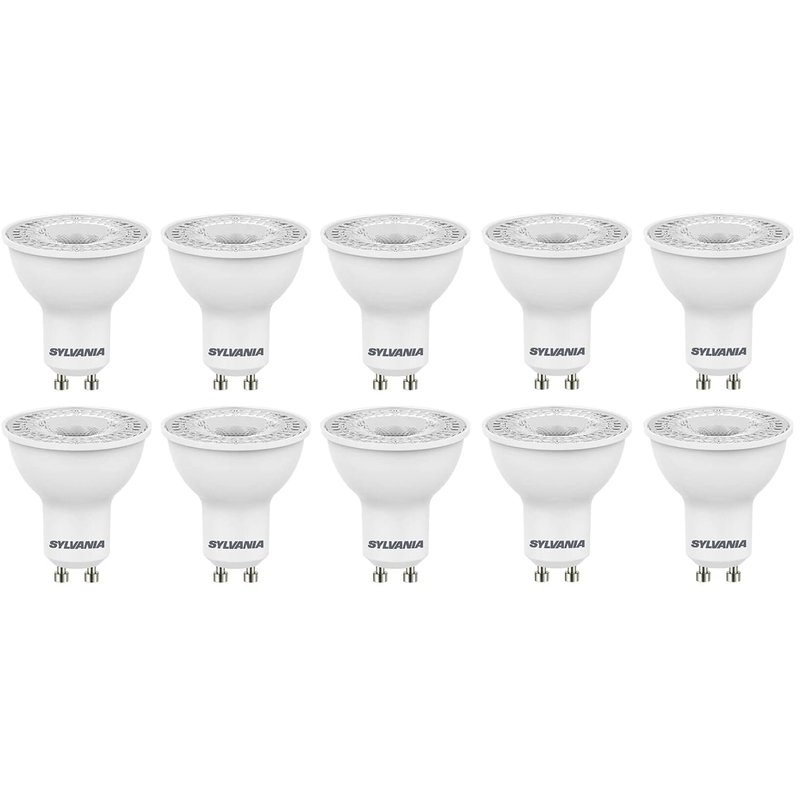 Sylvania GU10 LED Light Bulbs – 5W (50W Equivalent), 345 Lumen, Warm White (3000K) – Glass Lens Finish, Energy Efficient Spotlights – 10 Pack