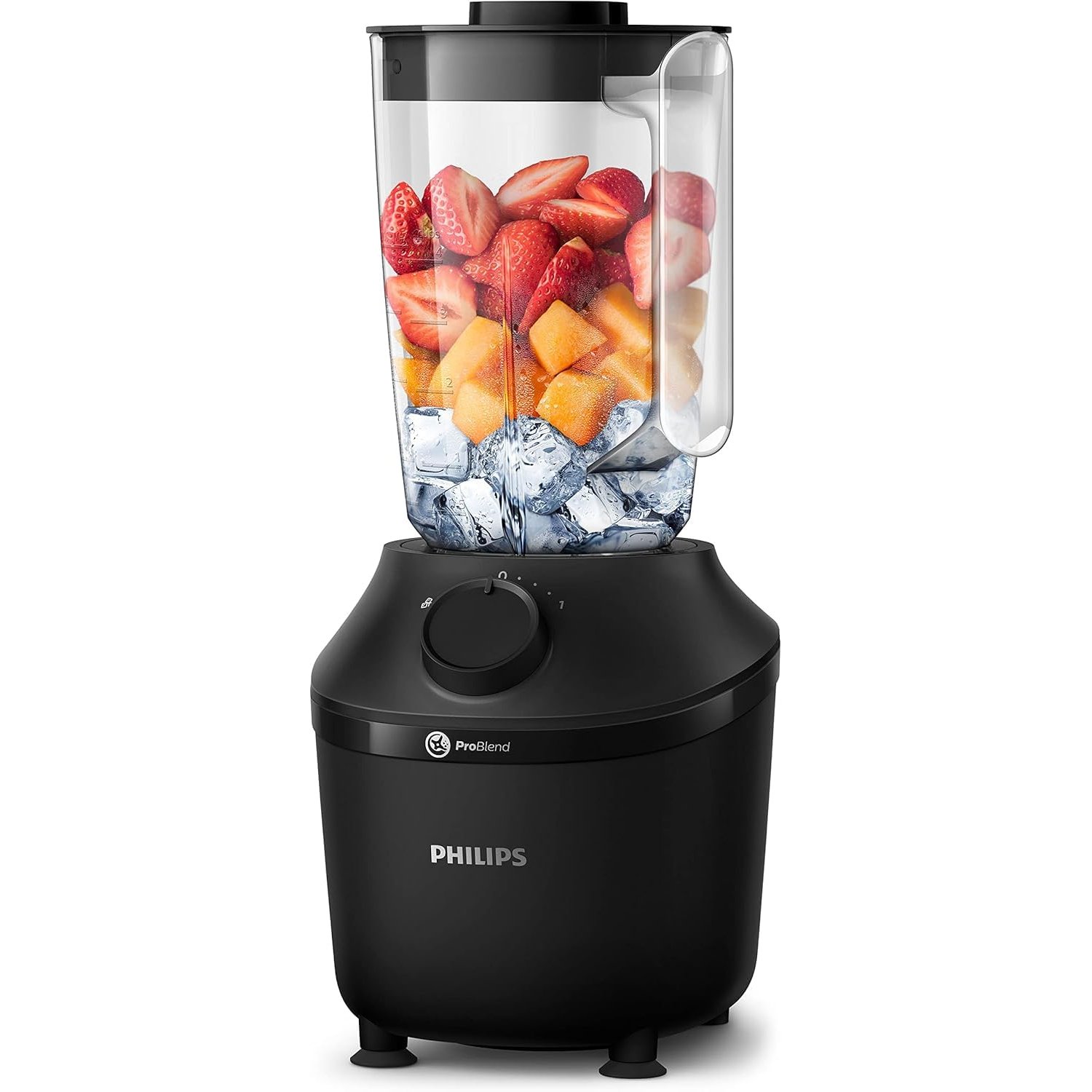 Philips Mini Blender and Smoothie Maker - 400W, 1.9 L Jug, Recipe App, 1 Speeds + Pulse, ProBlend, Ice Maler (HR2041/01)