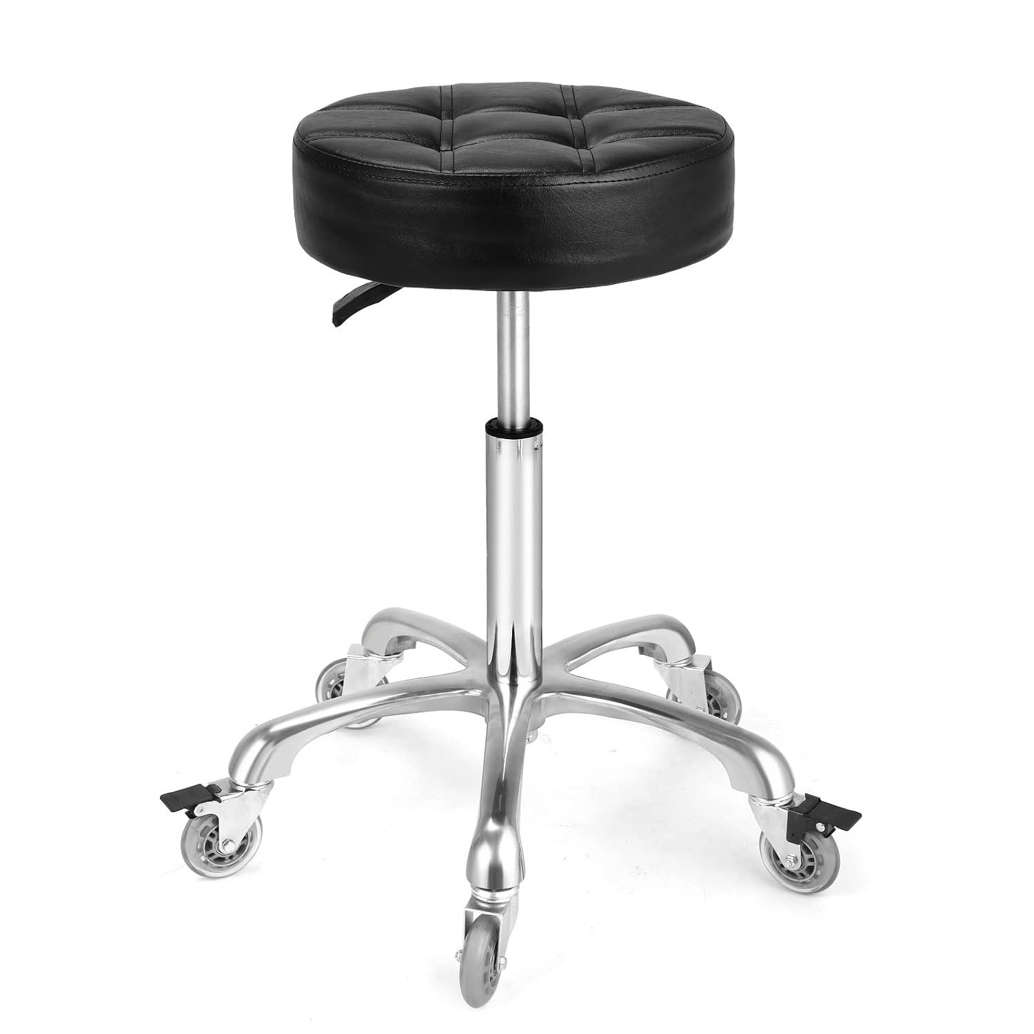 McDooFly Adjustable Heavy Duty Stool - Rolling Stools with Locking Caster Wheels - Swivel Stools Backless Chair for Home Kitchen Office Shop Tattoo Lash Tech Pedicure(Black, Height 56 to 76 cm)