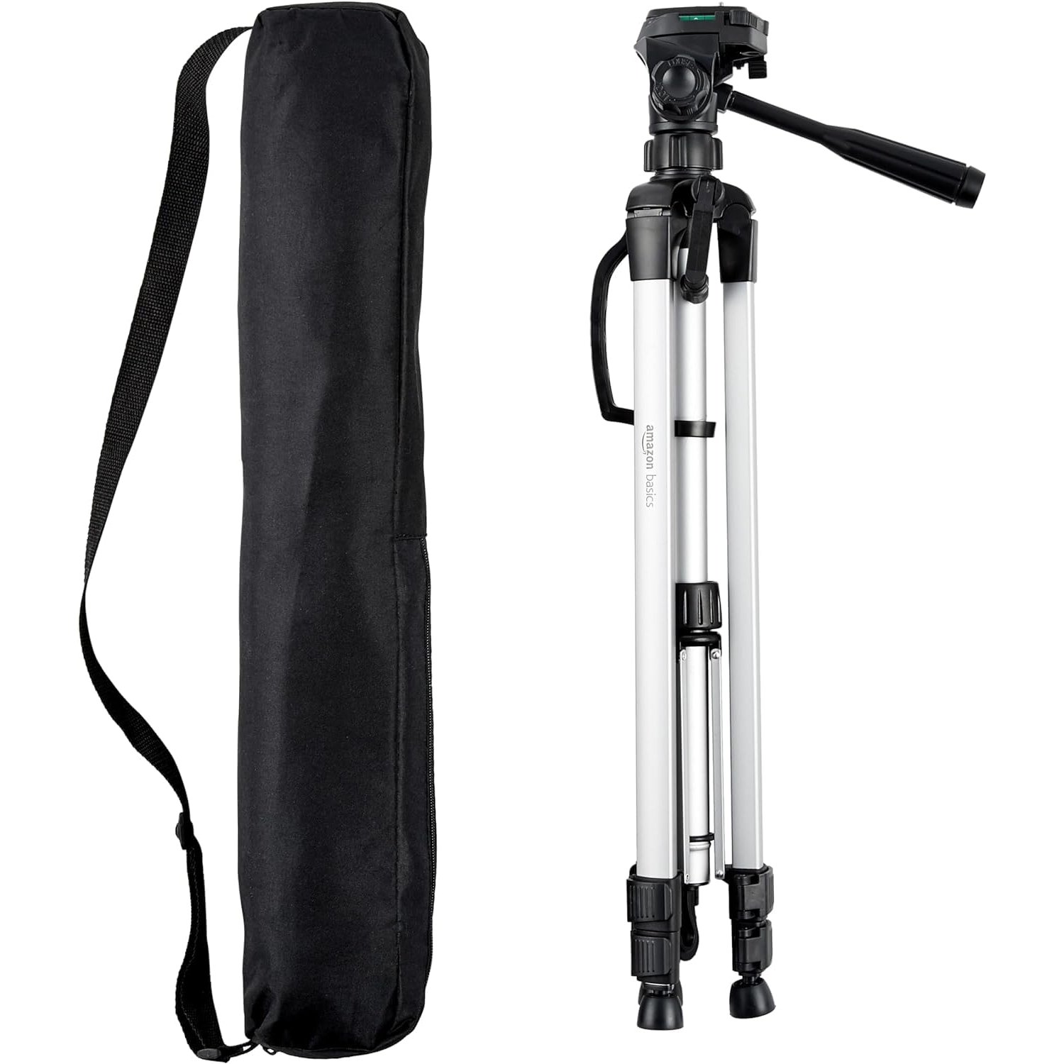 Amazon Basics 152cm/60inch Camera Tripod, Lightweight, with Bag, Adjustable Height, for DSLR Cameras, Black